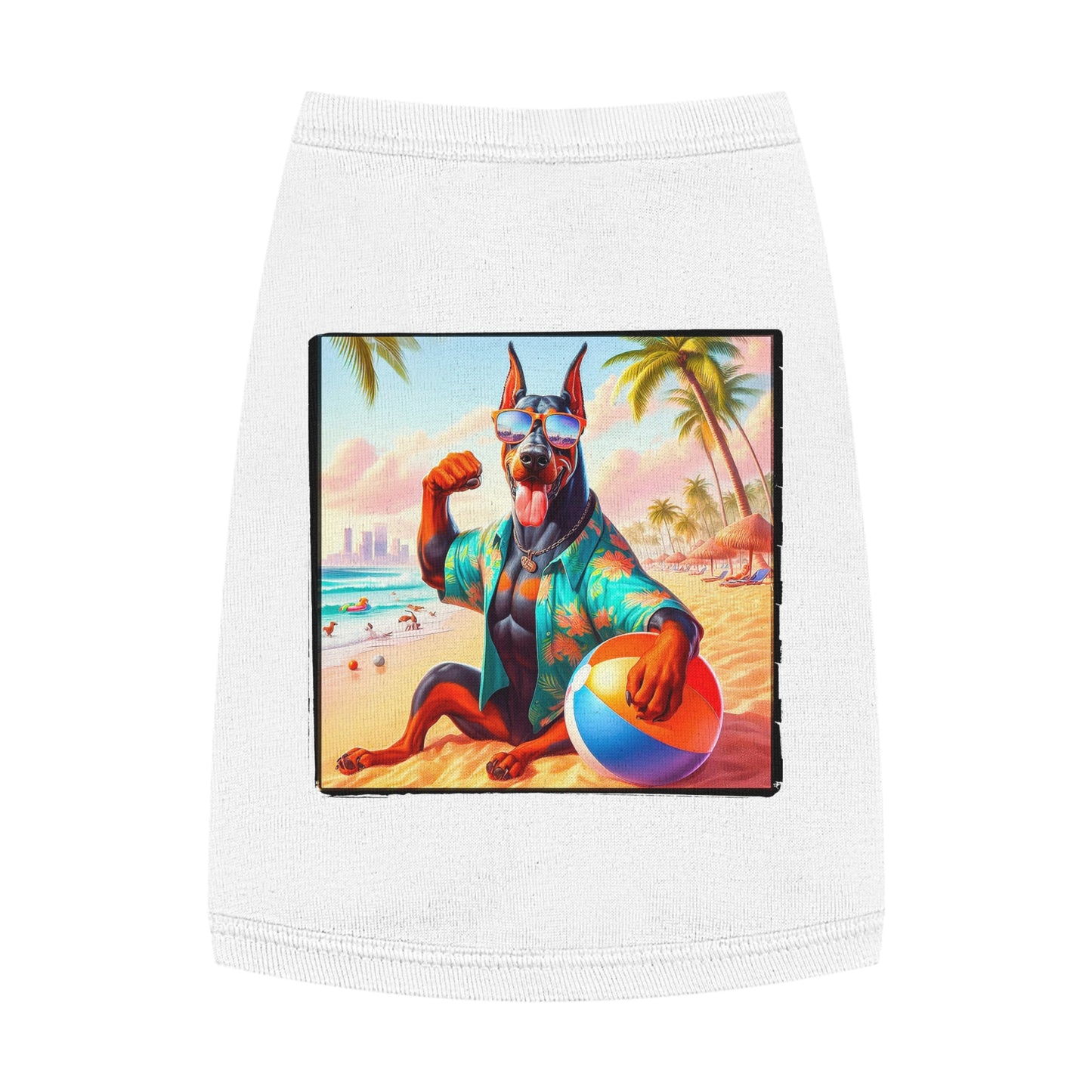 Pet Tank Top Doberman fun in the sun t shirt Pets Printify