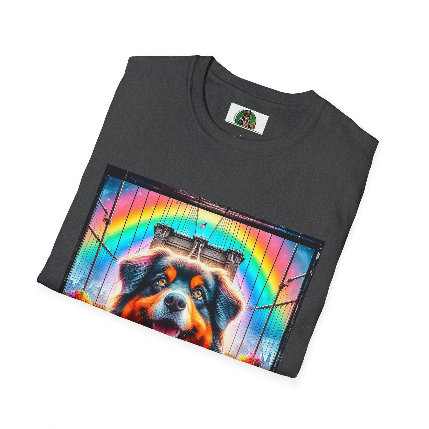 Australian Shepherd Bright Rainbow Bridge T-Shirt Printify