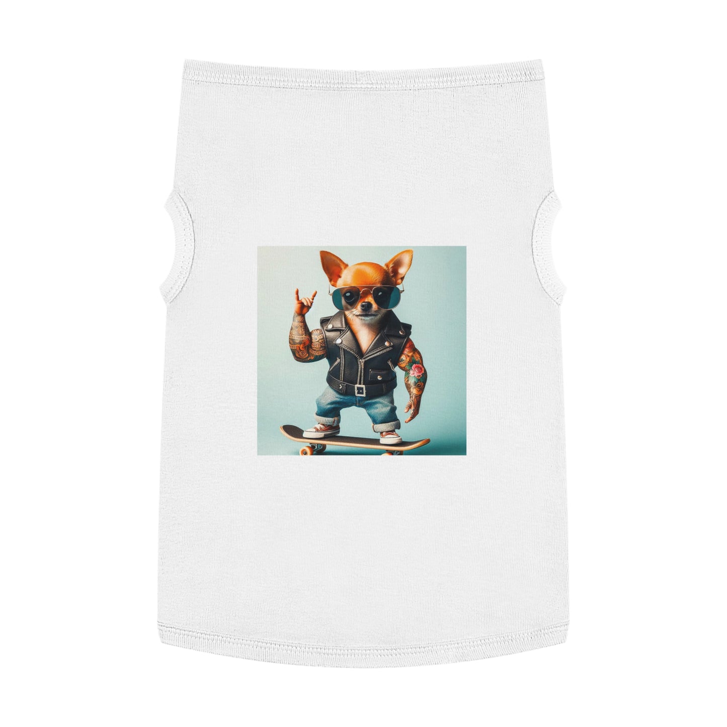 Pet Tank Top Chihuahua skating t shirt Pets Printify XL White