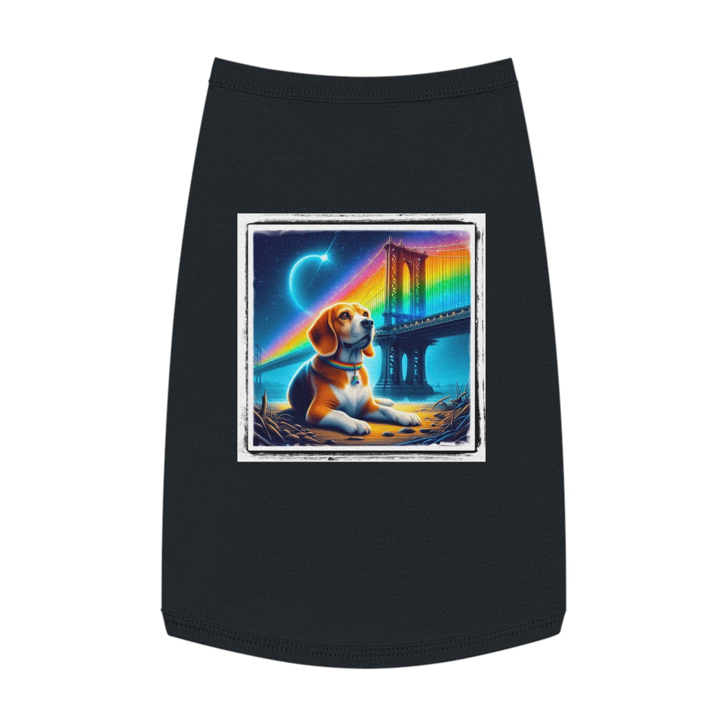 Pet Tank Top Beagle Rainbow Bridge Night Pets Printify L Black
