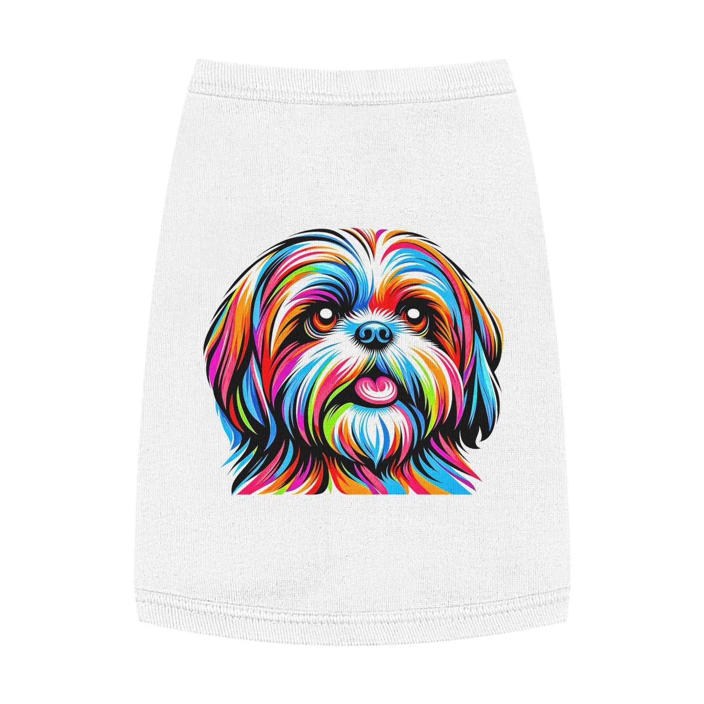 Pet Tank Top Shih Tzu pretty painting Pets Printify M White