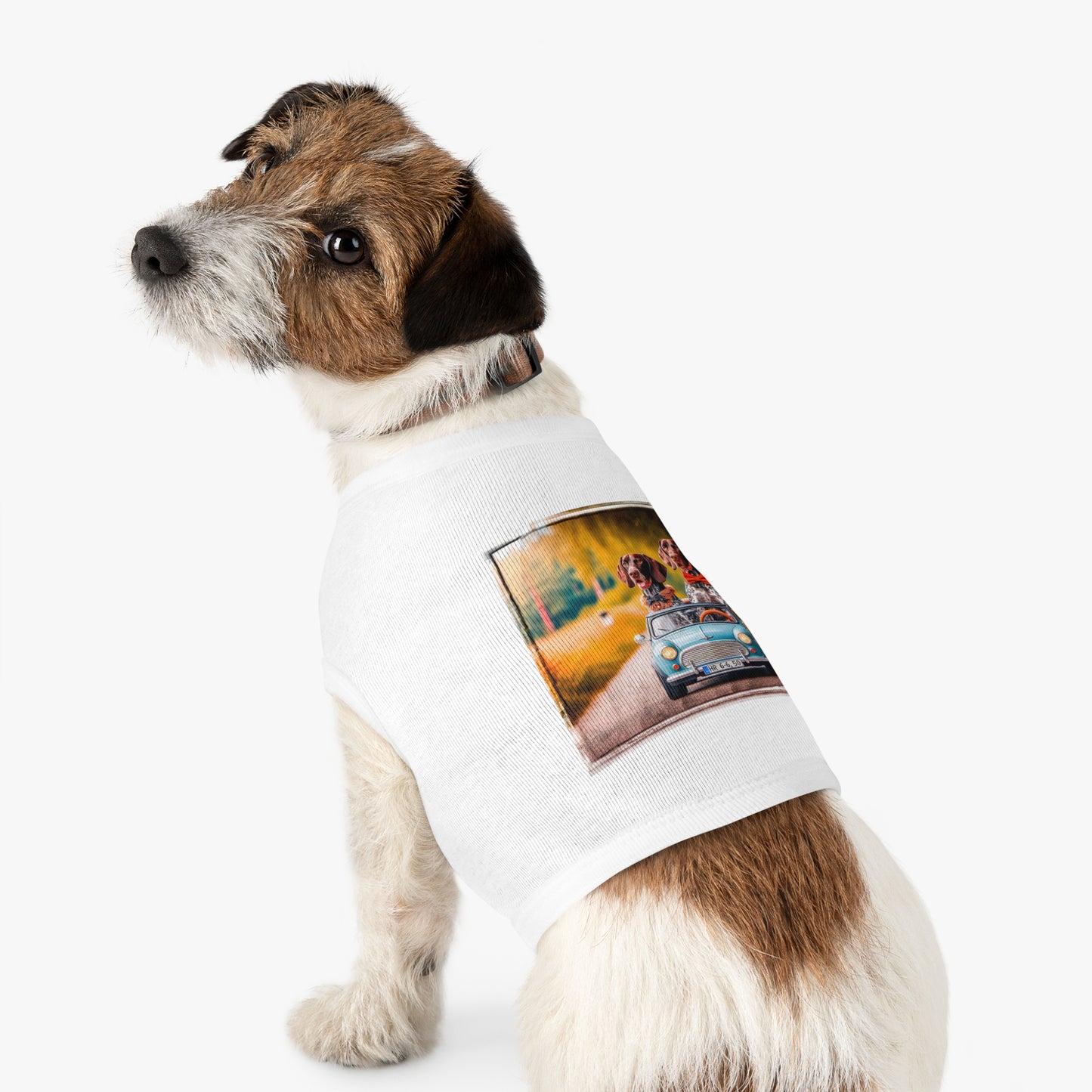 Wacky Pet Tank Top German Shorthaired Pointer tiny car driving t shirt Pets Printify
