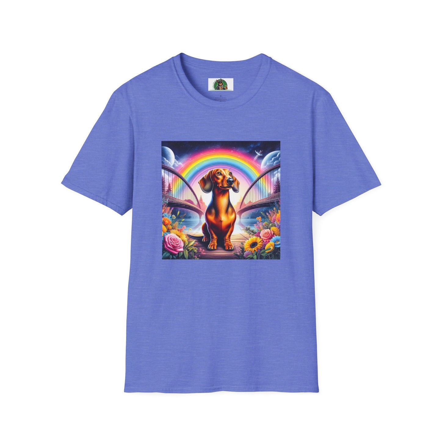 Dachshund colorful flowers t shirt T-Shirt Printify Heather Royal S