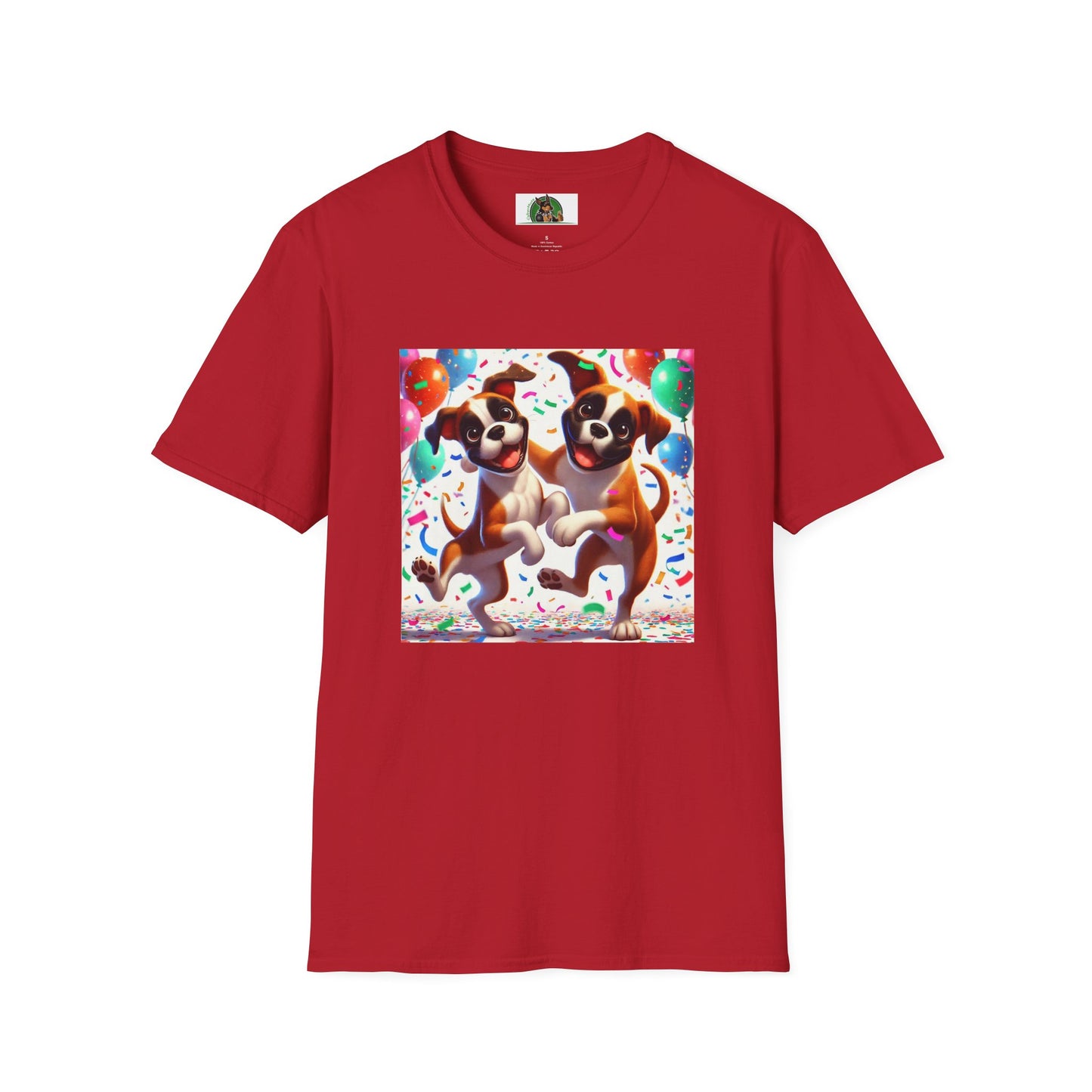 Boxer Dancing Dog T-Shirt - Fun and Playful Unisex Tee T-Shirt Printify S Cherry Red