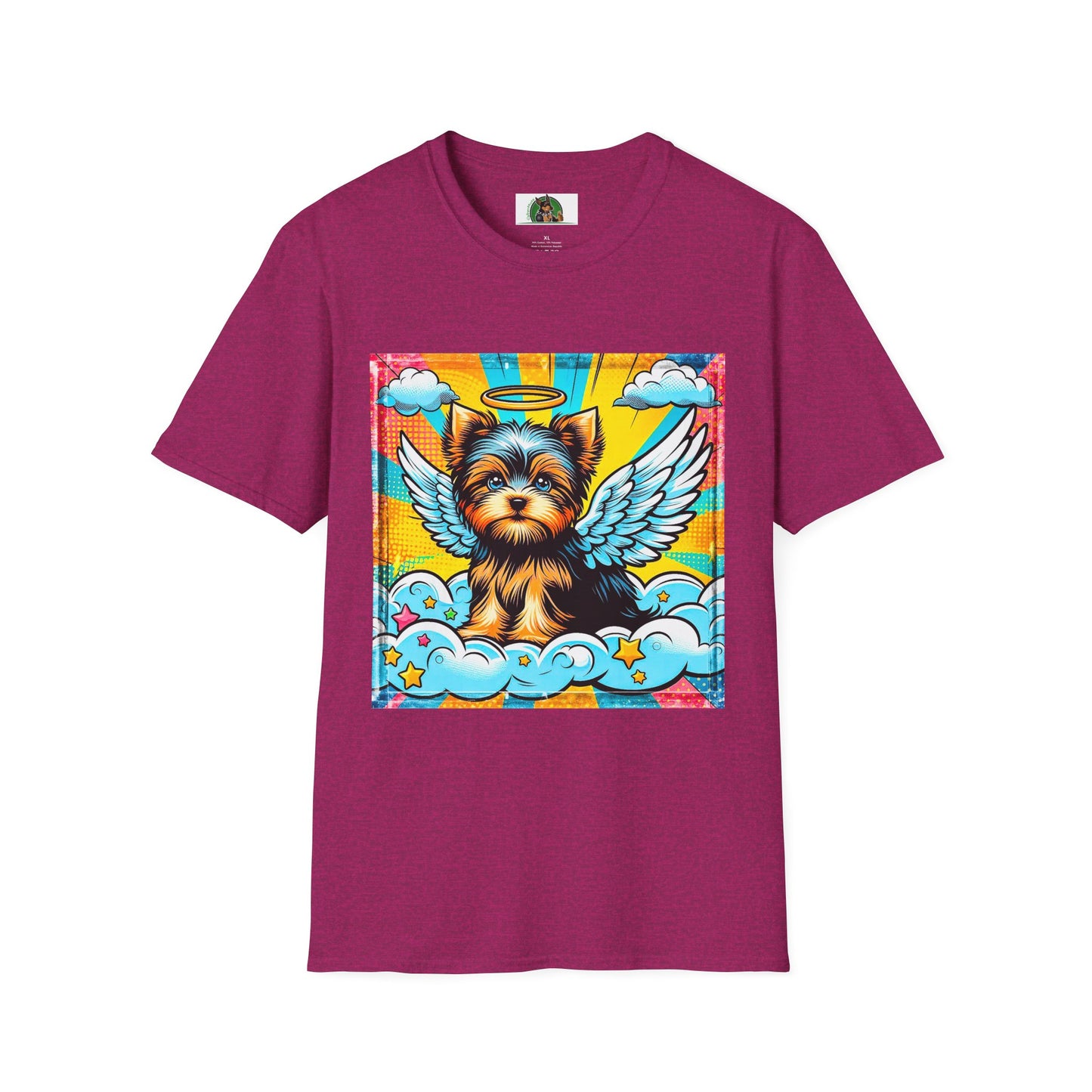 Yorkie pop art clouds shirt T-Shirt Printify S Antique Heliconia