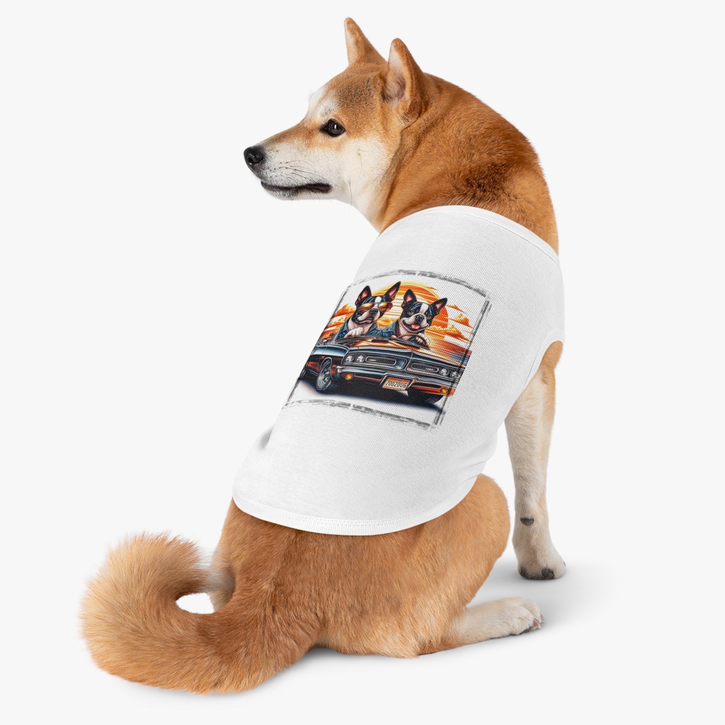 Pet Tank Top - Wacky Boston Terrier Friends Driving Design
