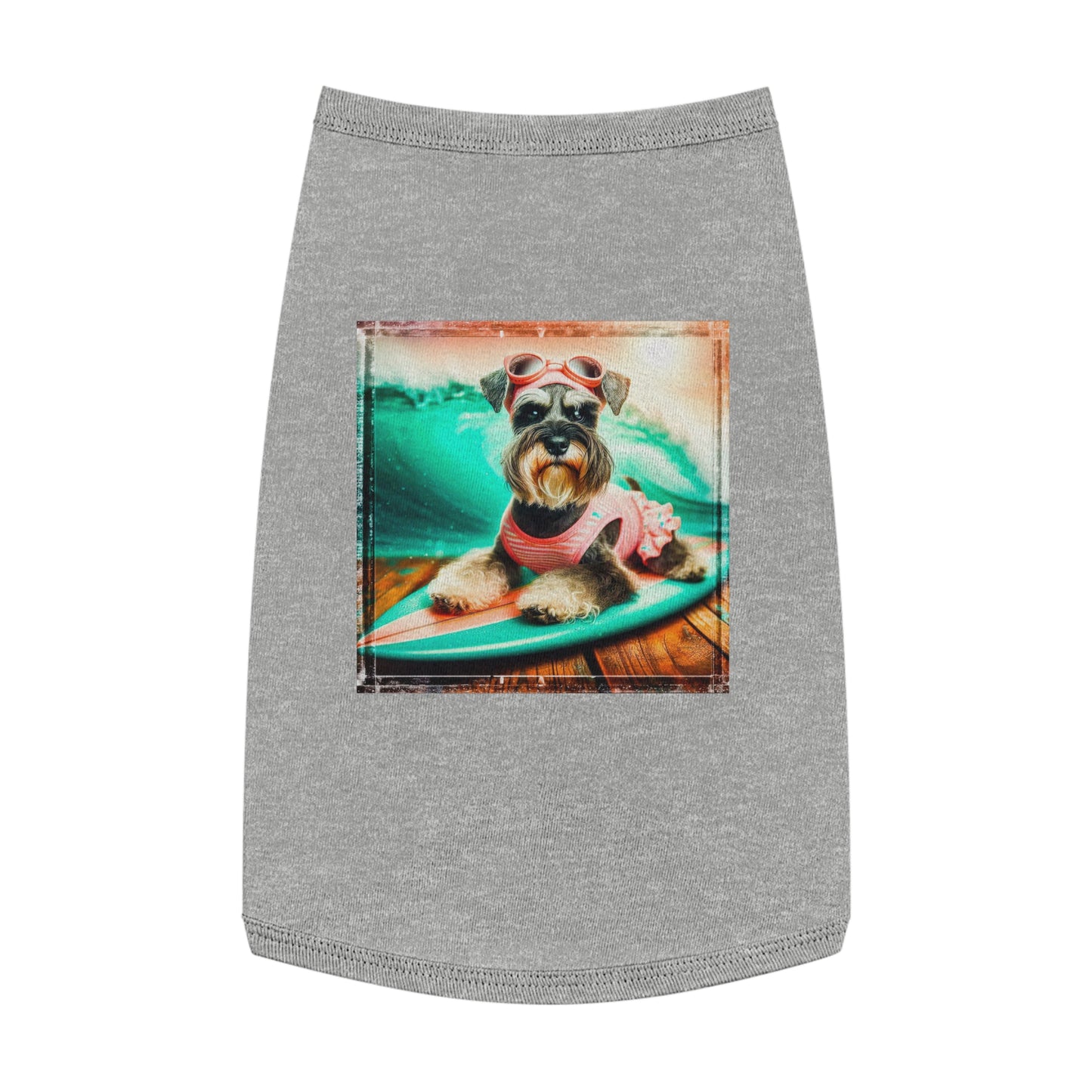 Pet Tank Top Miniature Schnauzer princess surfer Pets Printify L Heather