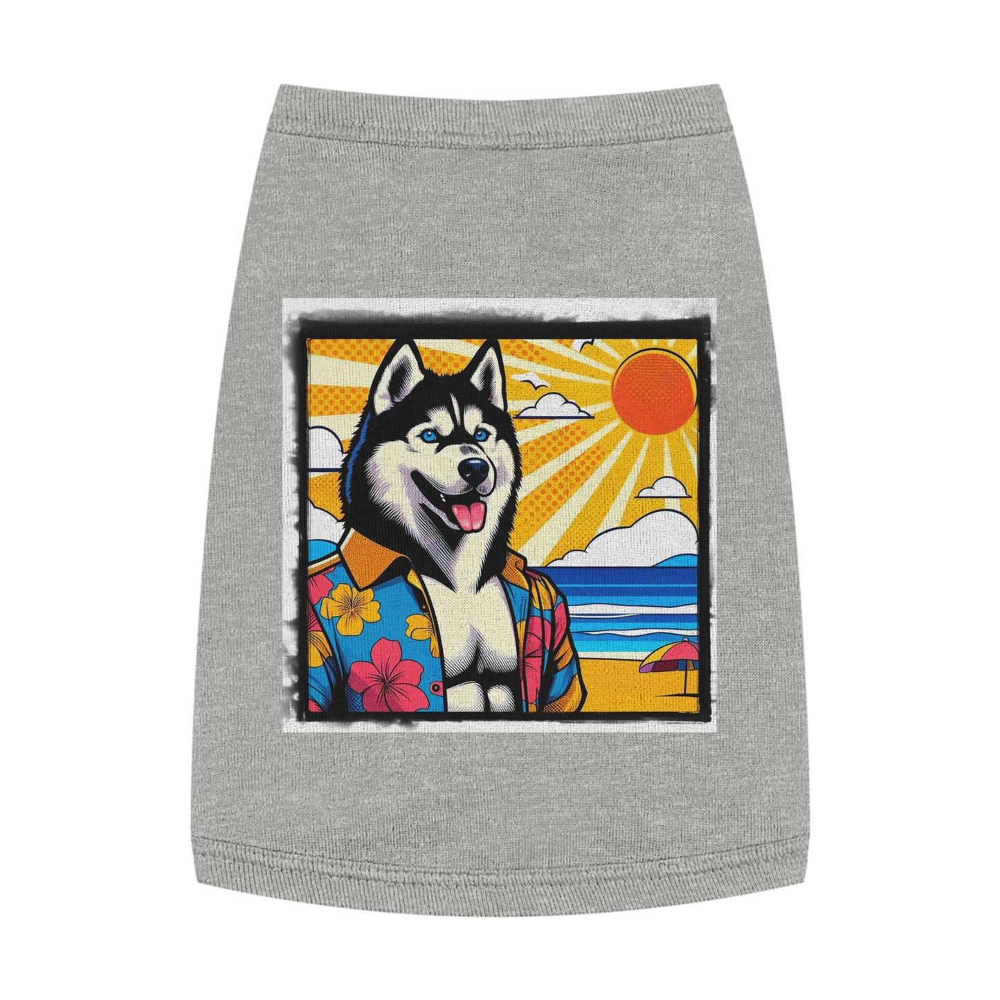 Pet Tank Top Husky beach day Pets Printify M Heather