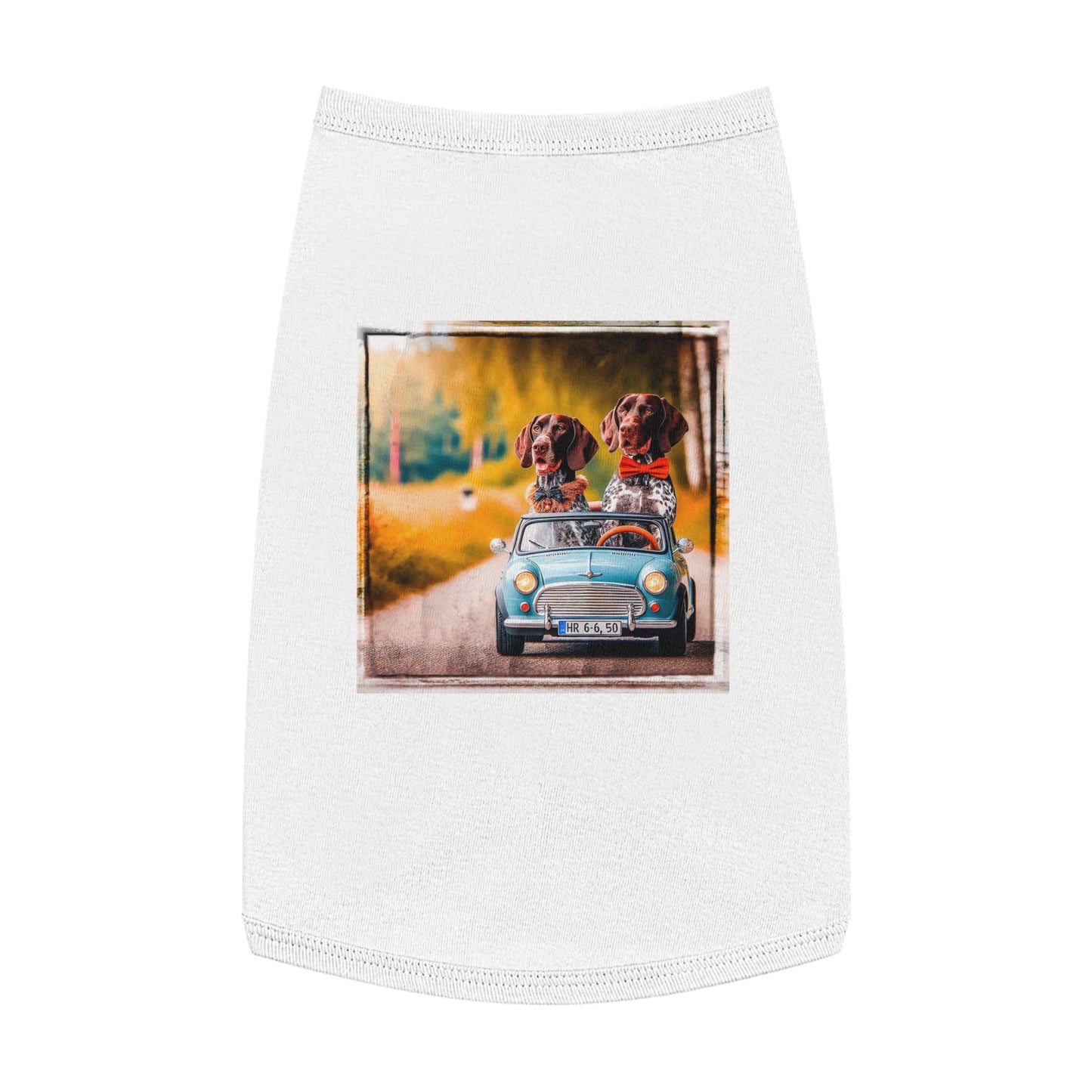 Wacky Pet Tank Top German Shorthaired Pointer tiny car driving t shirt Pets Printify L White