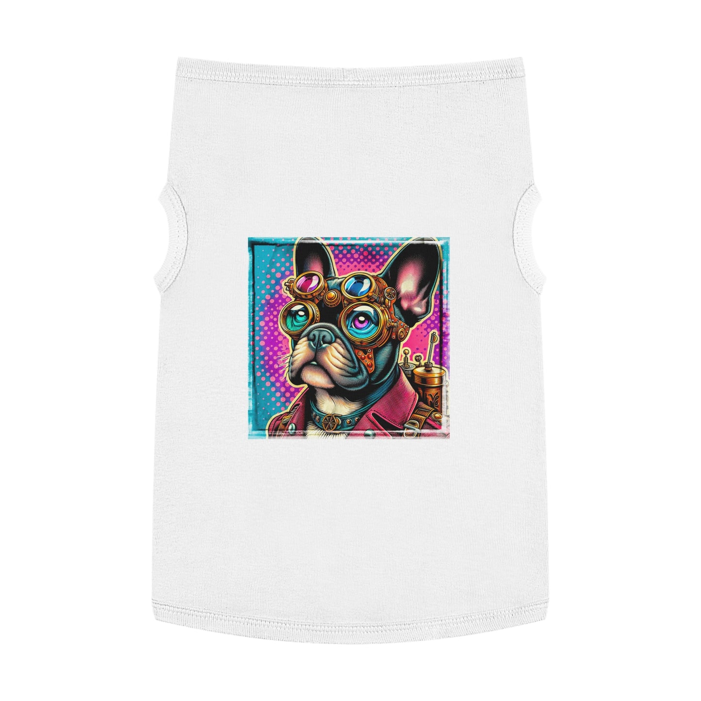 Pet Tank Top French Bulldog colorful steampunk t shirt Pets Printify XL White
