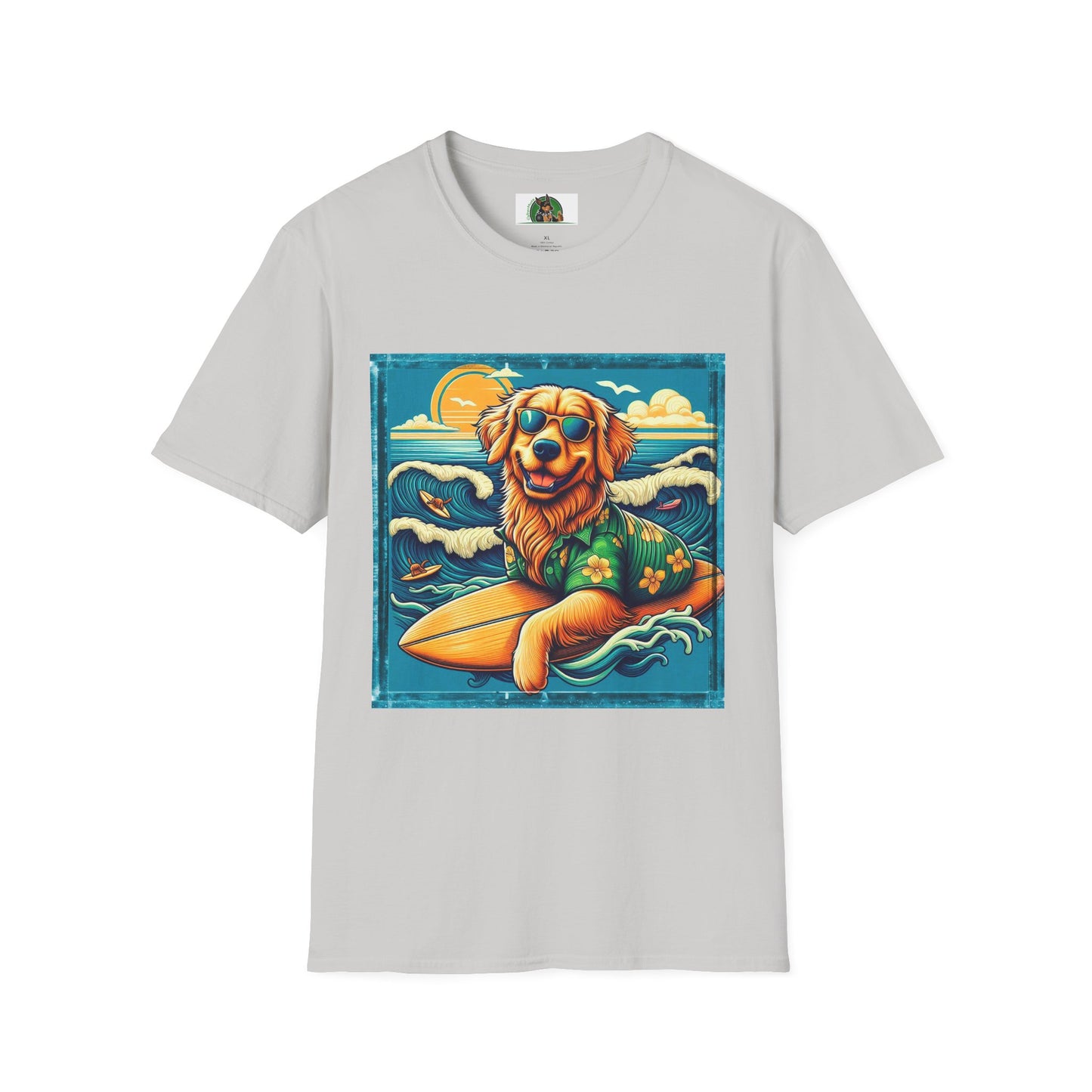 Golden Retriever surfing beauty shirt T-Shirt Printify S Ice Grey