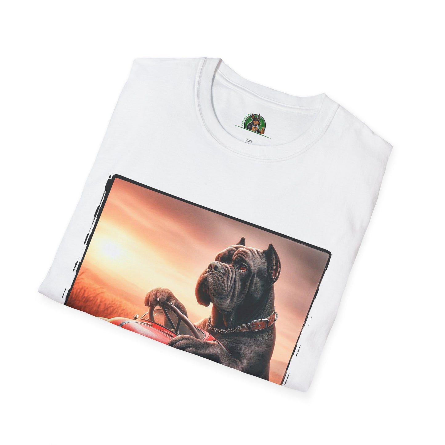 Wacky Cane Corso Driving Little Car T-Shirt Printify