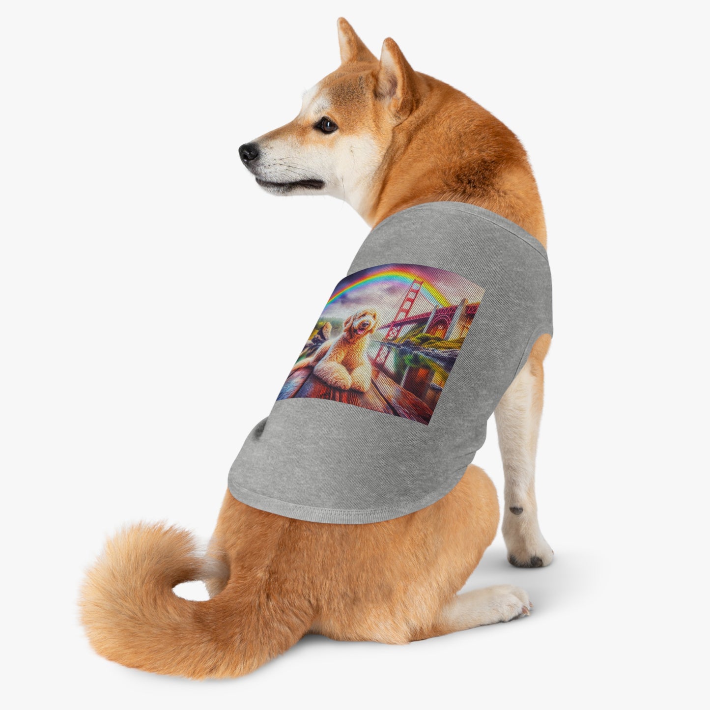Pet Tank Golden Doodle pretty rainbow shirt Pets Printify