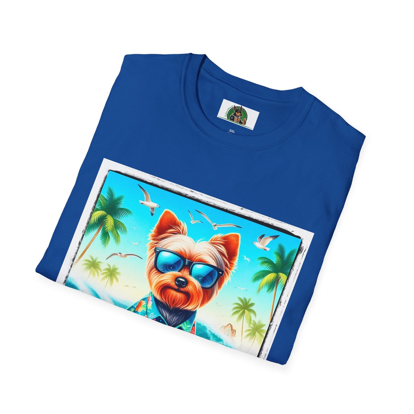 Yorkie blue waves shirt T-Shirt Printify