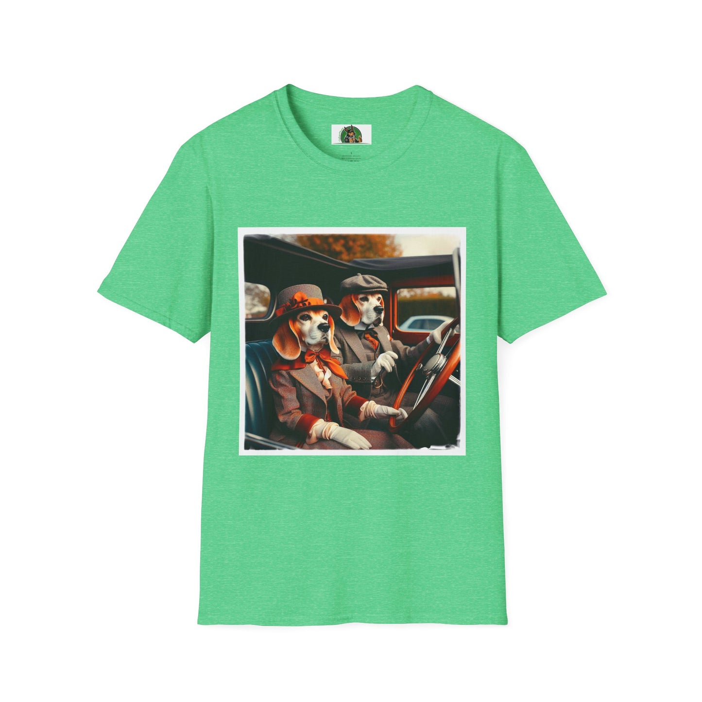 Wacky Beagle Old Time Couple T-Shirt Printify S Heather Irish Green