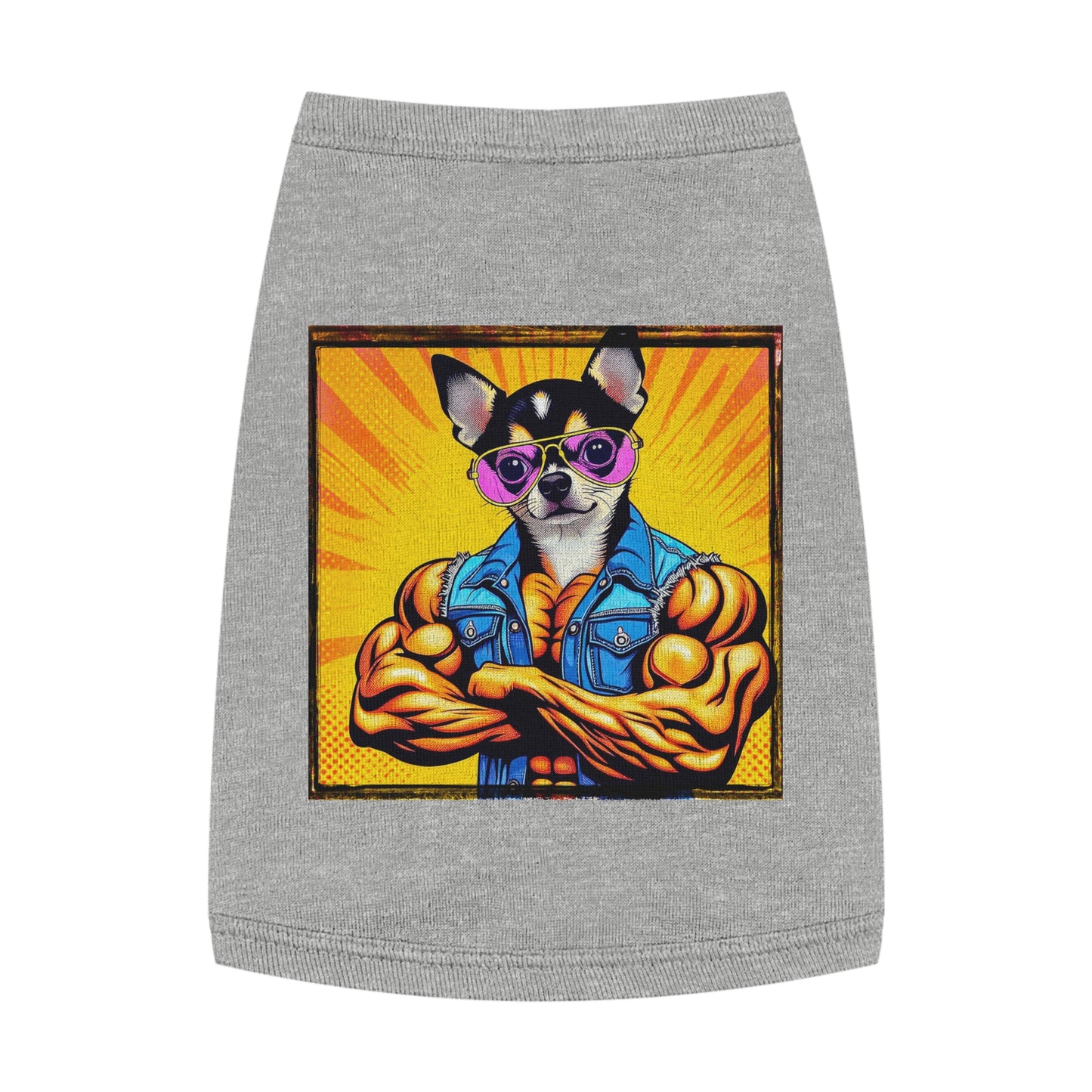 Pet Tank Top Chihuahua golden muscles t shirt Pets Printify M Heather