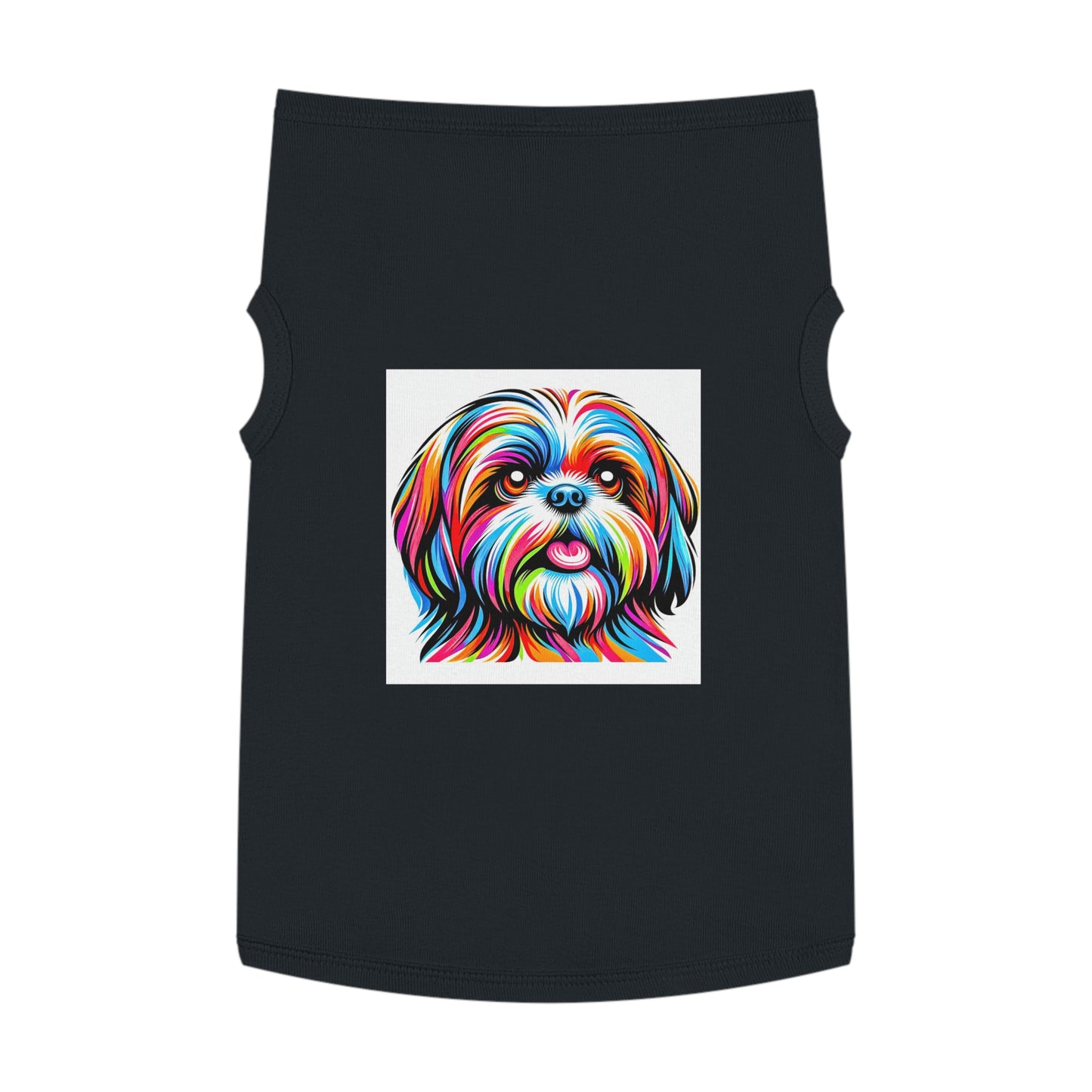 Pet Tank Top Shih Tzu pretty painting Pets Printify XL Black