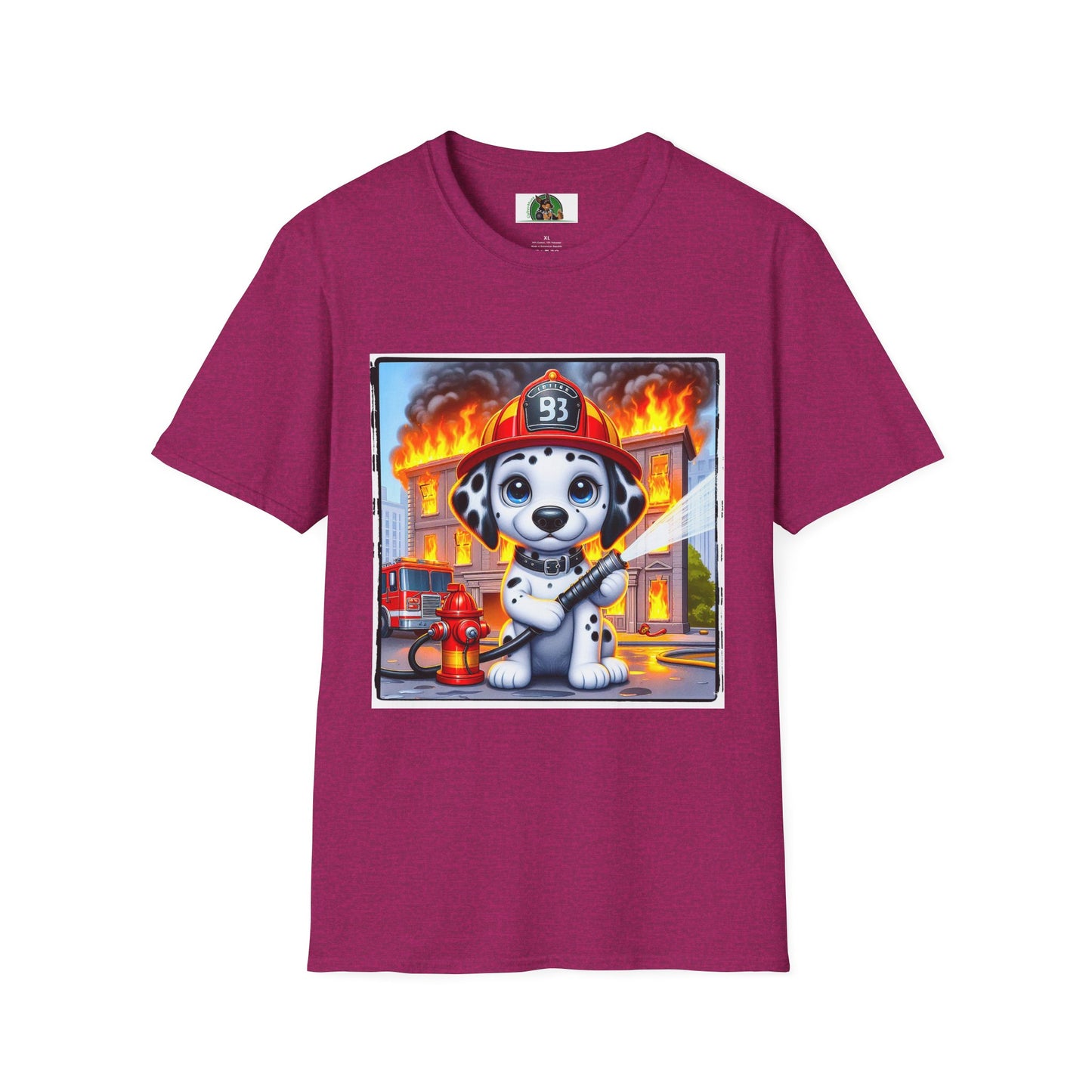 Dalmatian blazing fire t shirt T-Shirt Printify S Antique Heliconia