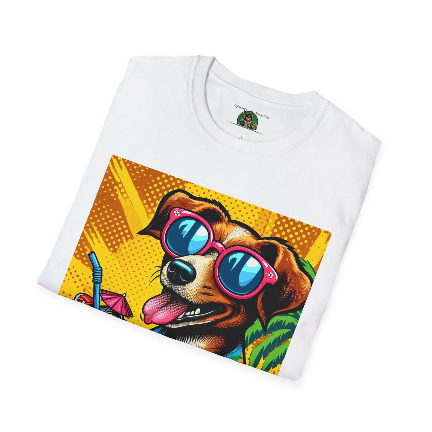 Wacky Surfer Dog T-Shirt Printify