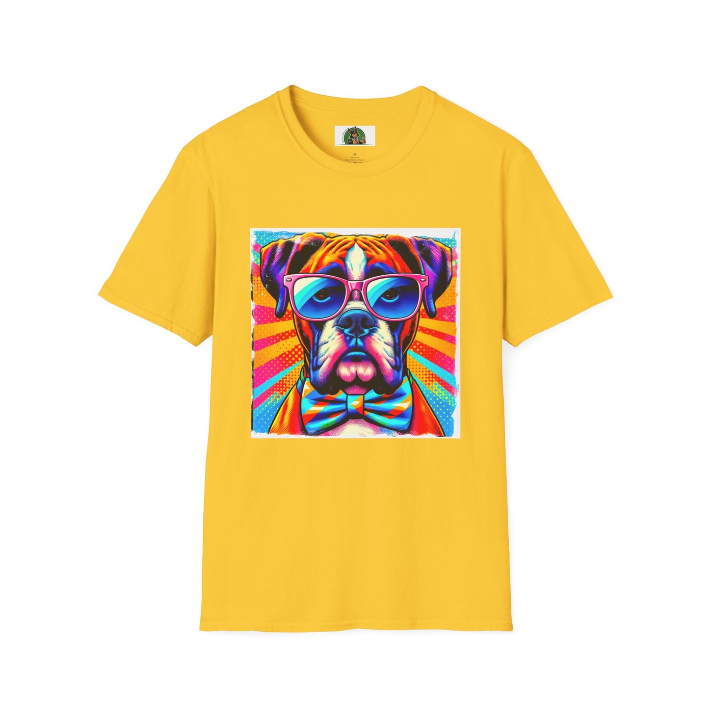 Boxer Pop Art Dog Wearing Glasses T-Shirt T-Shirt Printify S Daisy