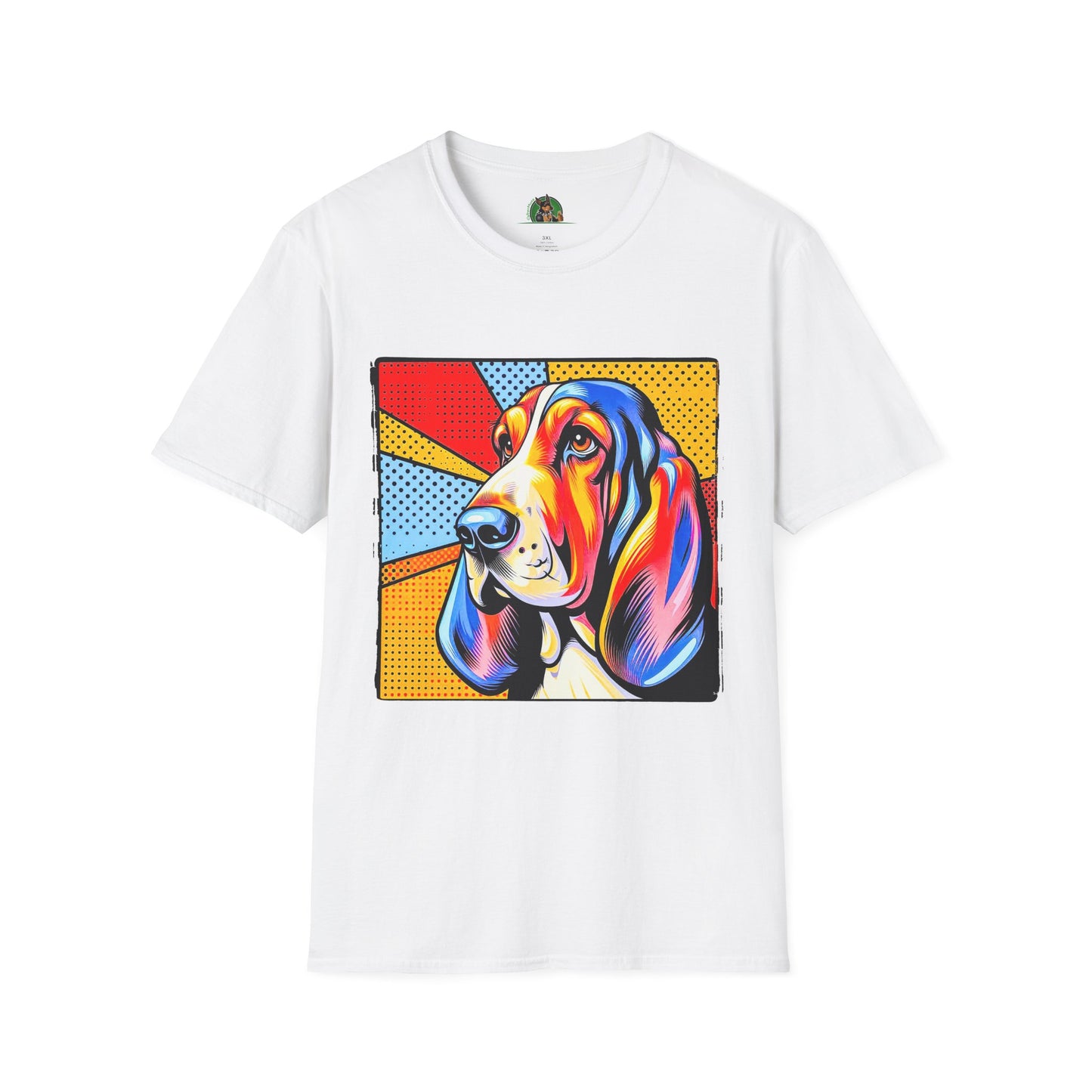 Basset Hound Profile Pop Art Pic T-Shirt Printify XS White