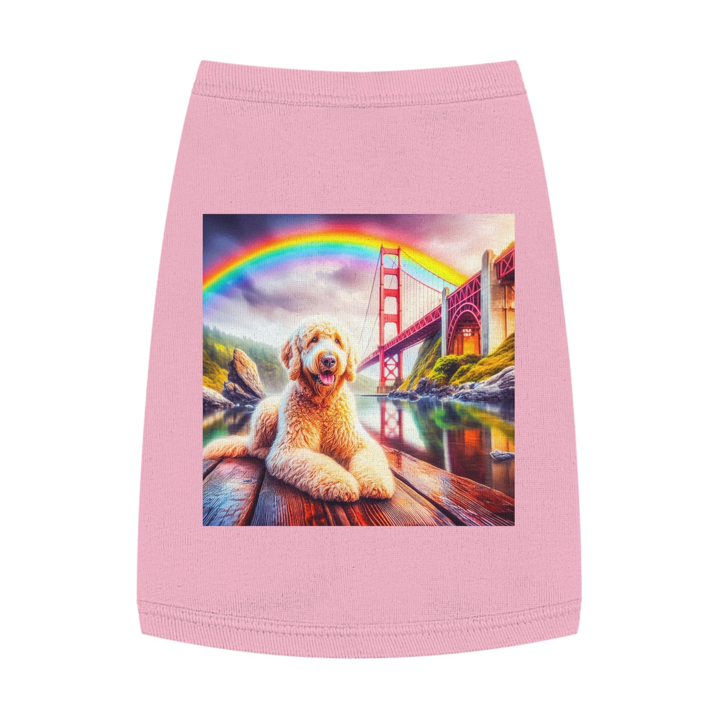 Pet Tank Golden Doodle pretty rainbow shirt Pets Printify M Pink