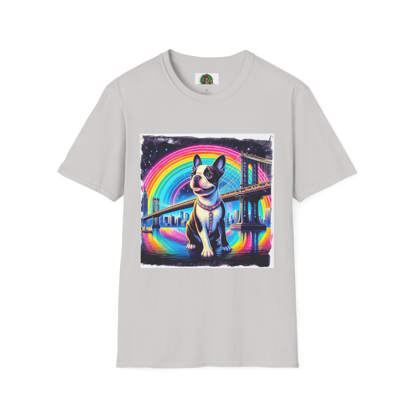 Boston Terrier Rainbow Bridge Shirt T-Shirt Printify S Ice Grey