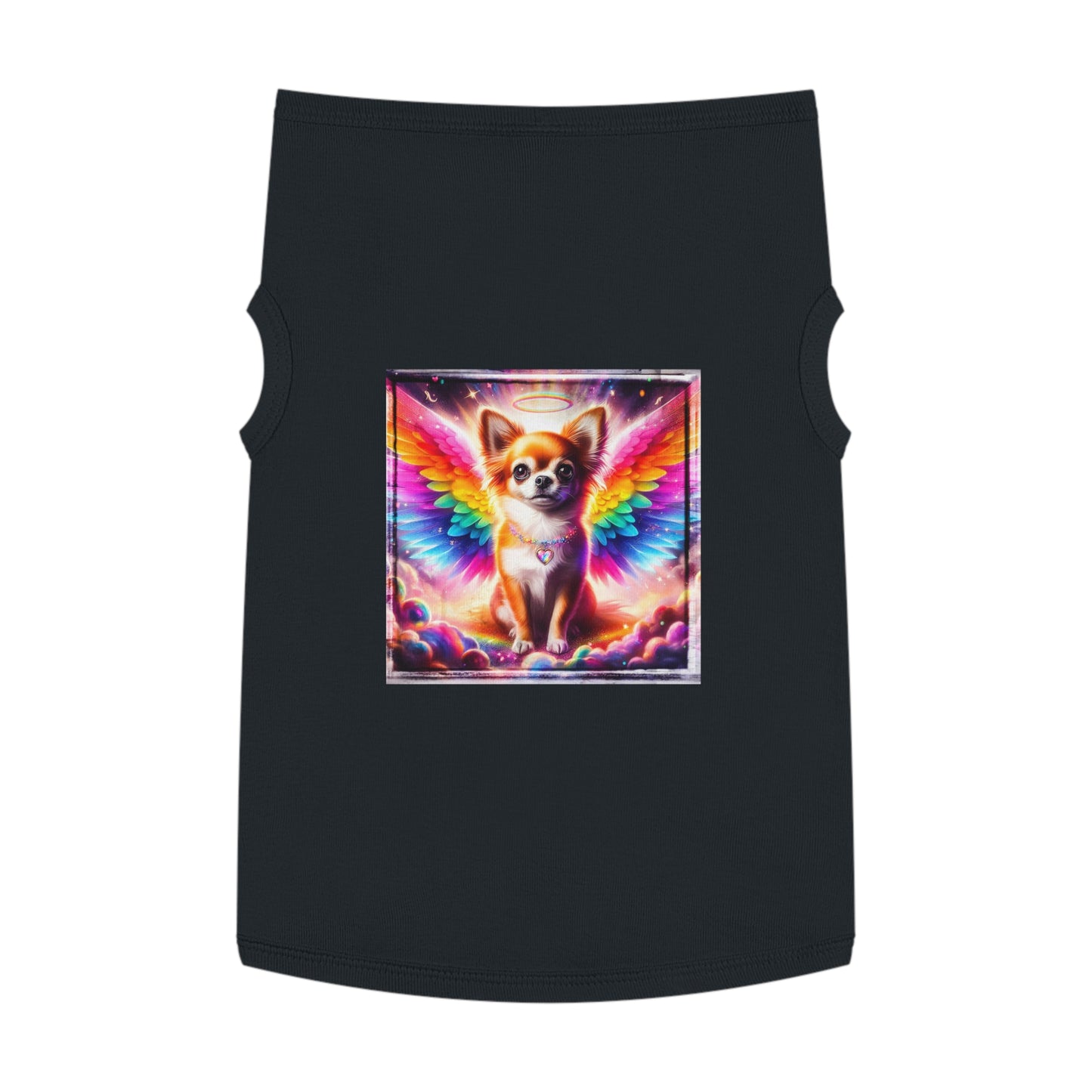 Pet Tank Top Chihuahua colorful wings t shirt Pets Printify