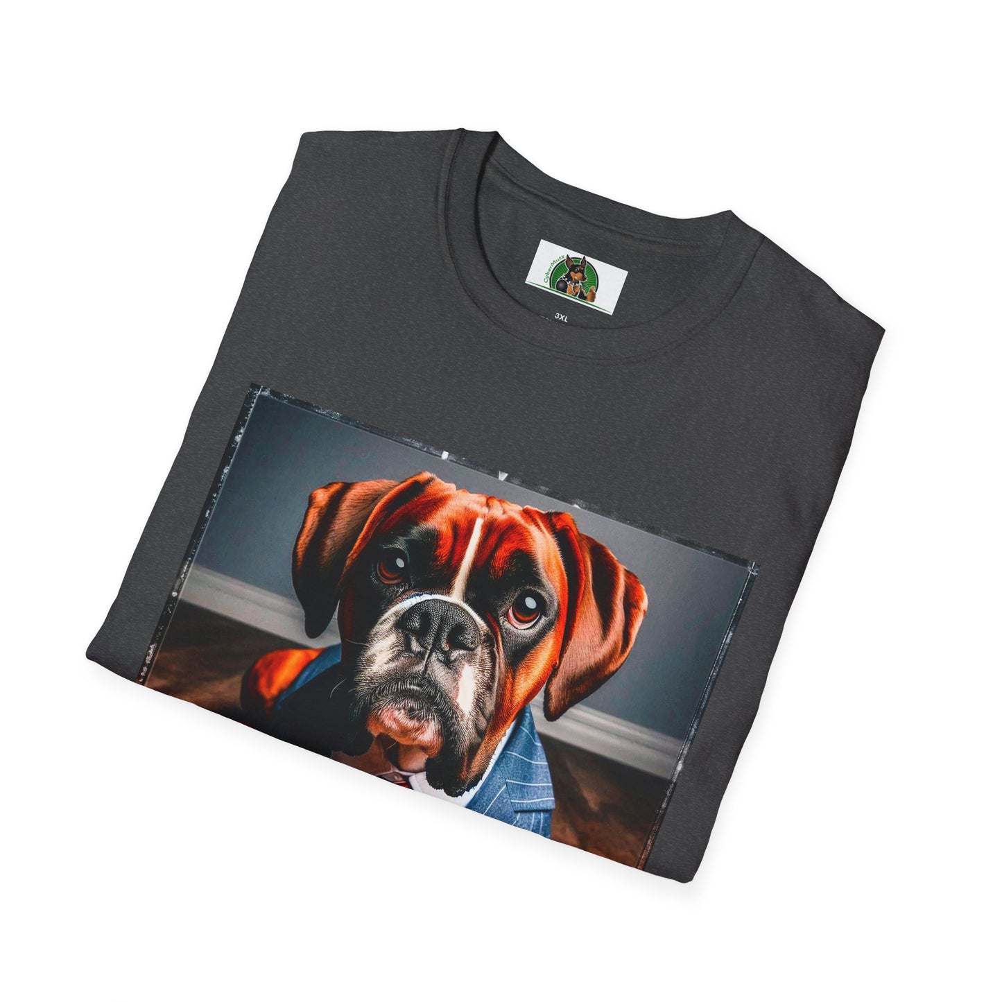 Boxer Dog Wearing Suit TShirt T-Shirt Printify