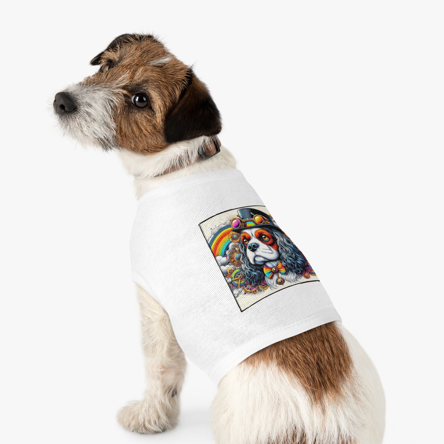 Pet Tank Top Cavalier King Charles Spaniel SteamPunk Colorful T Shirt Pets Printify