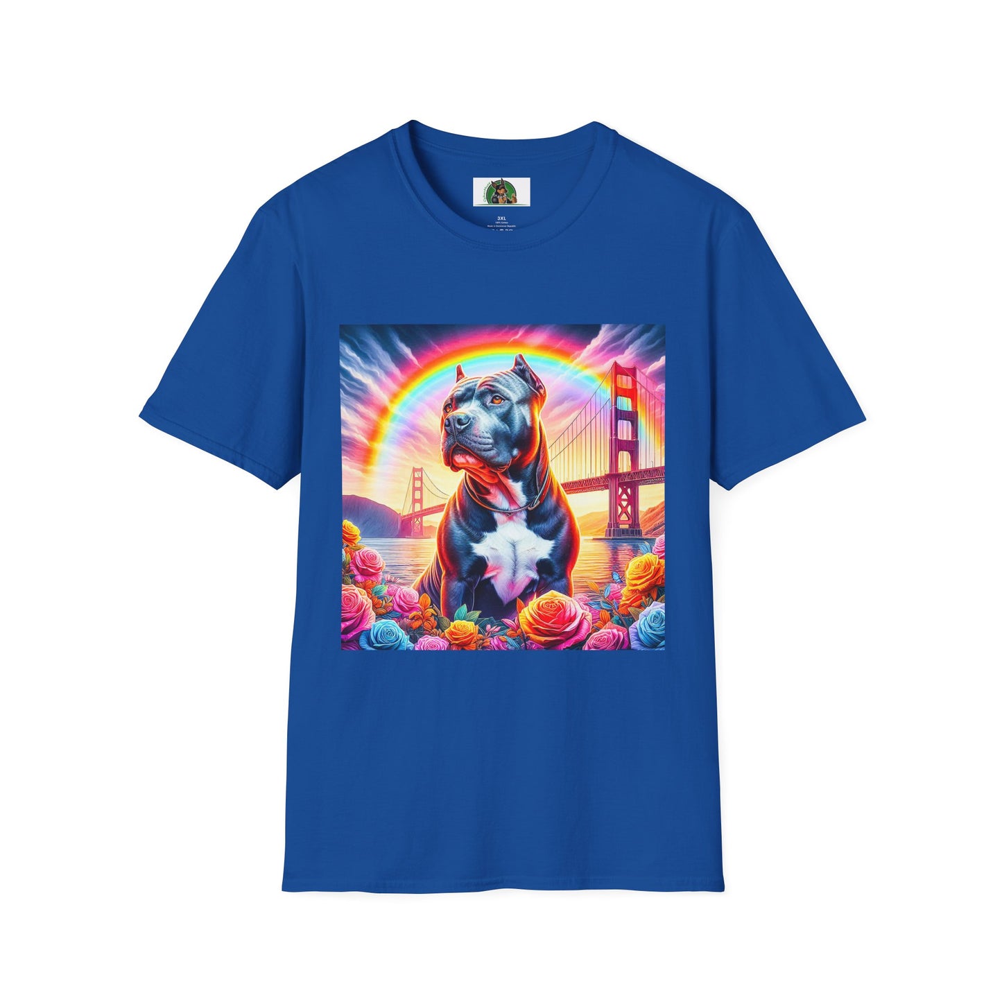 Pit Bull colorful bridge shirt T-Shirt Printify XS Royal