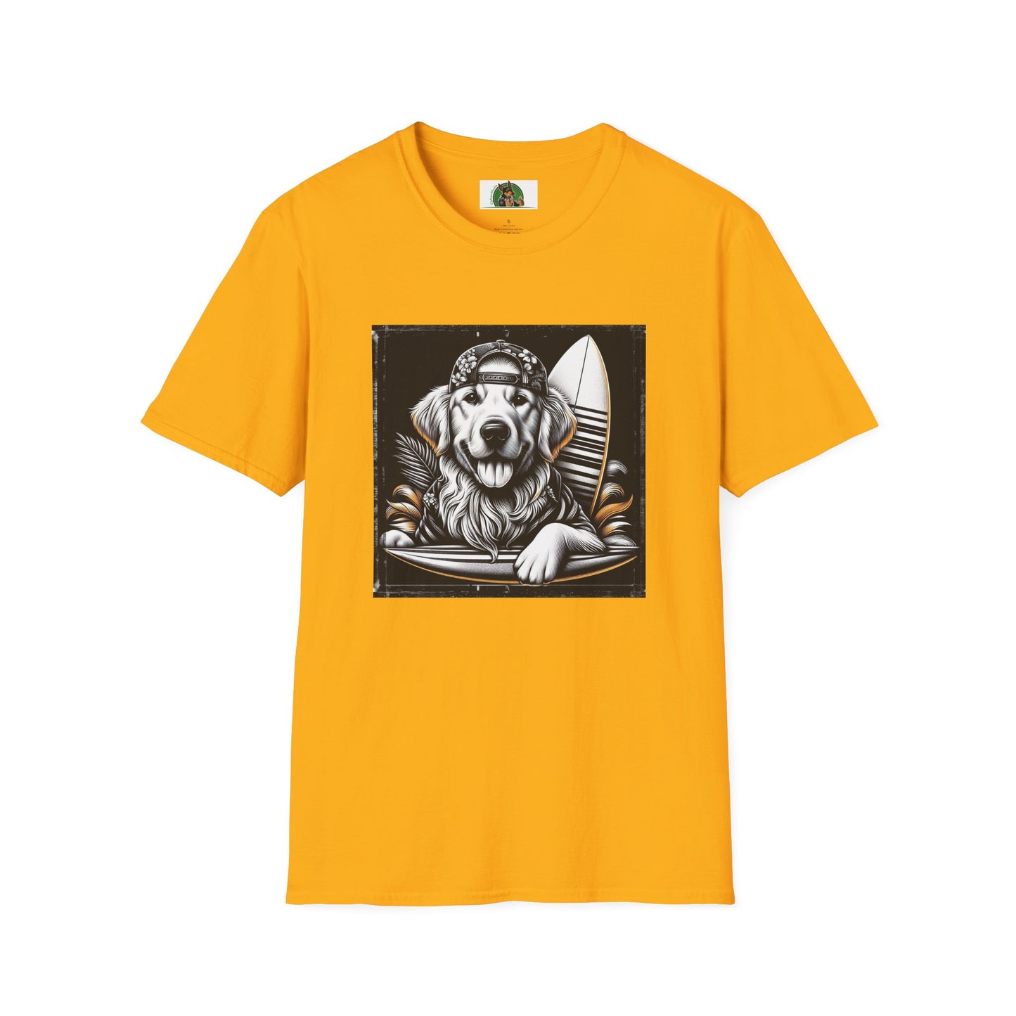Golden Retriever cool surfer t shirt T-Shirt Printify S Gold