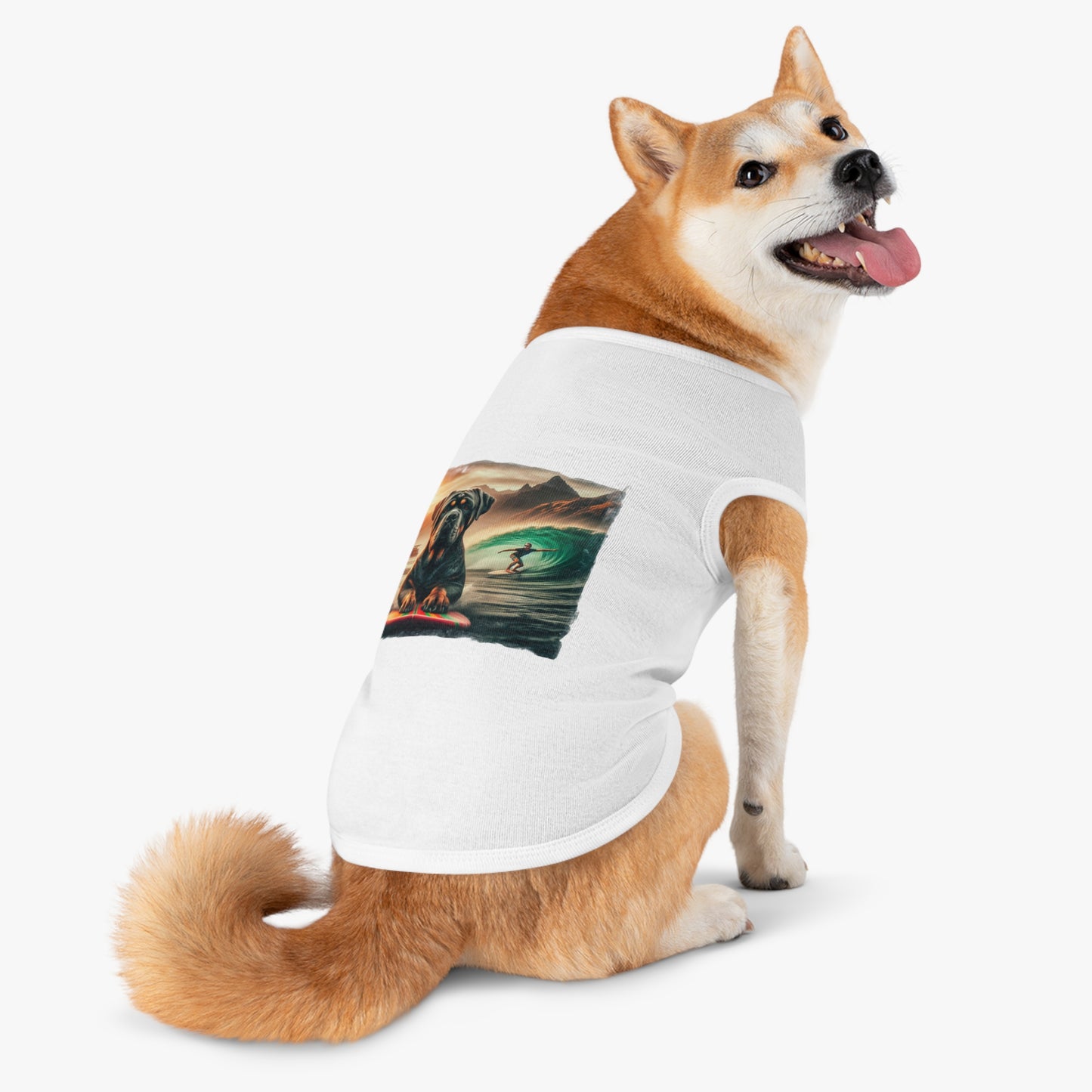 Pet Tank Top Cane Corso Surfing Dog Pets Printify