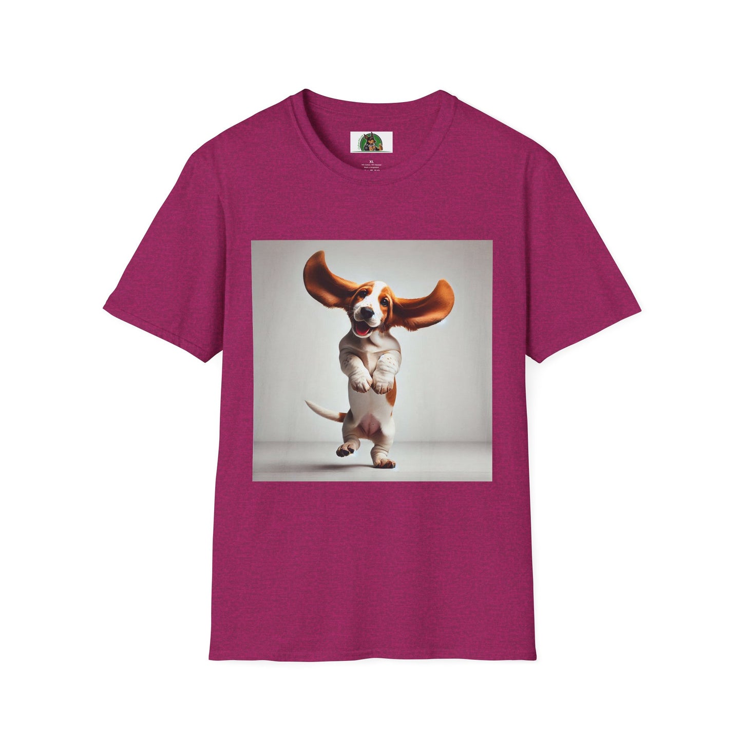 Bassett Hound T-Shirt - Dancing Dog Design T-Shirt Printify S Antique Heliconia