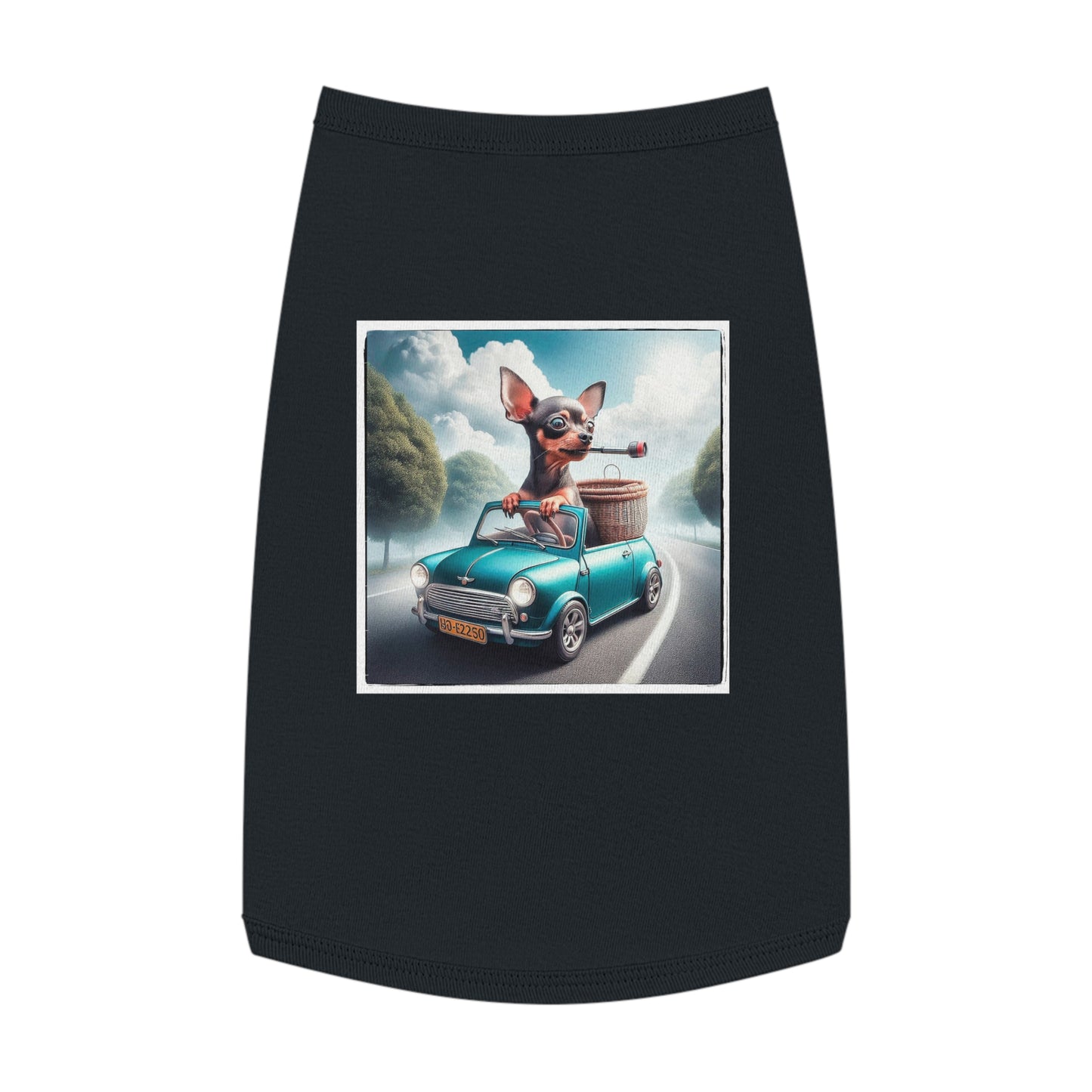 - Min Pin Tank Tops driving and smoking Pets Printify L Black