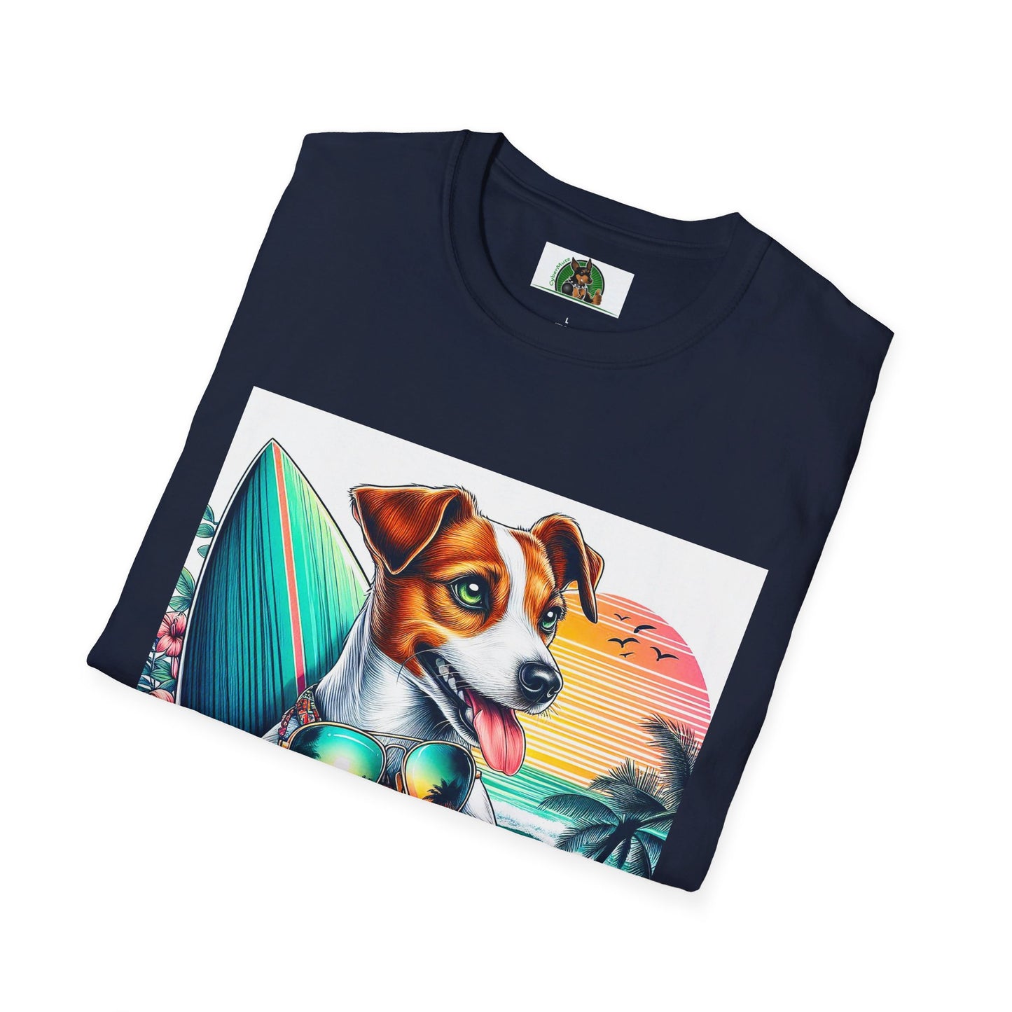 Jack Russell Sunset Surfer T-Shirt Printify