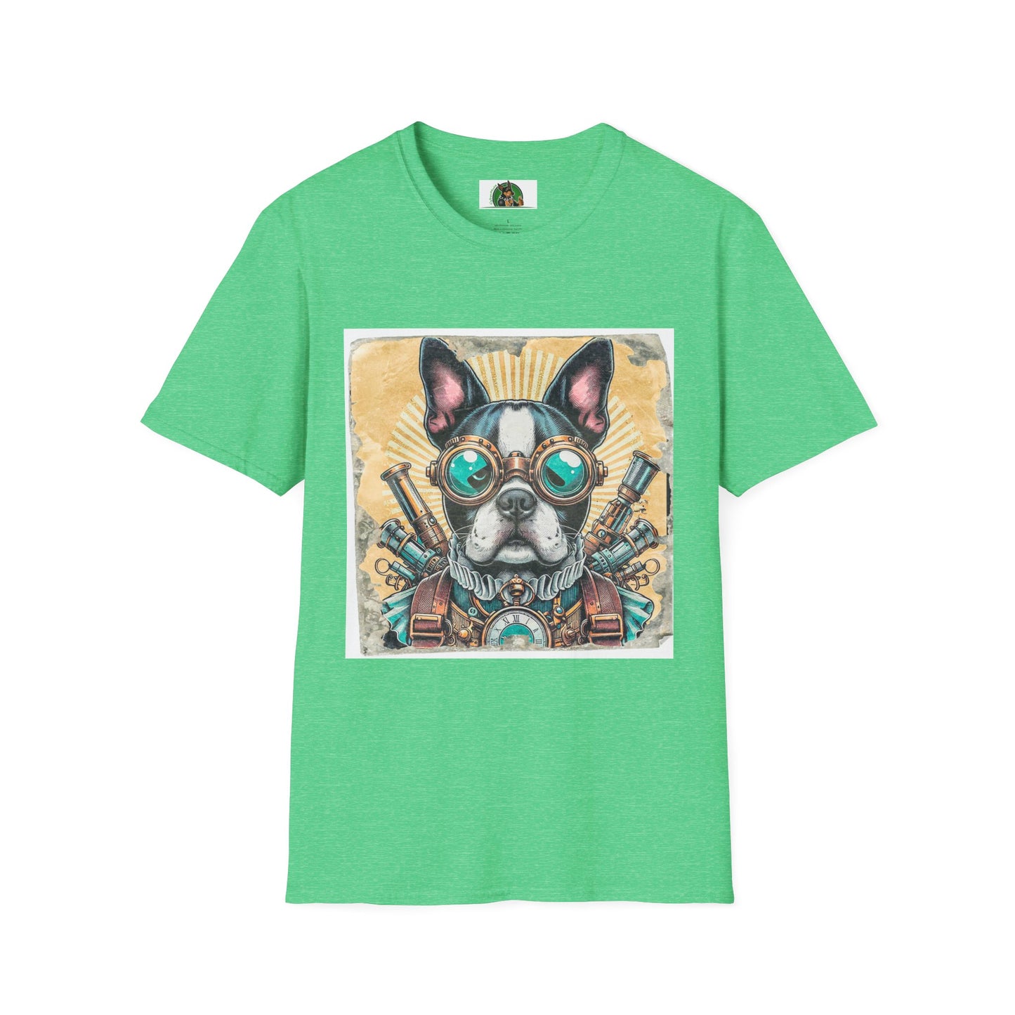 Boston Terrier Steampunk Dog Shirt T-Shirt Printify S Heather Irish Green