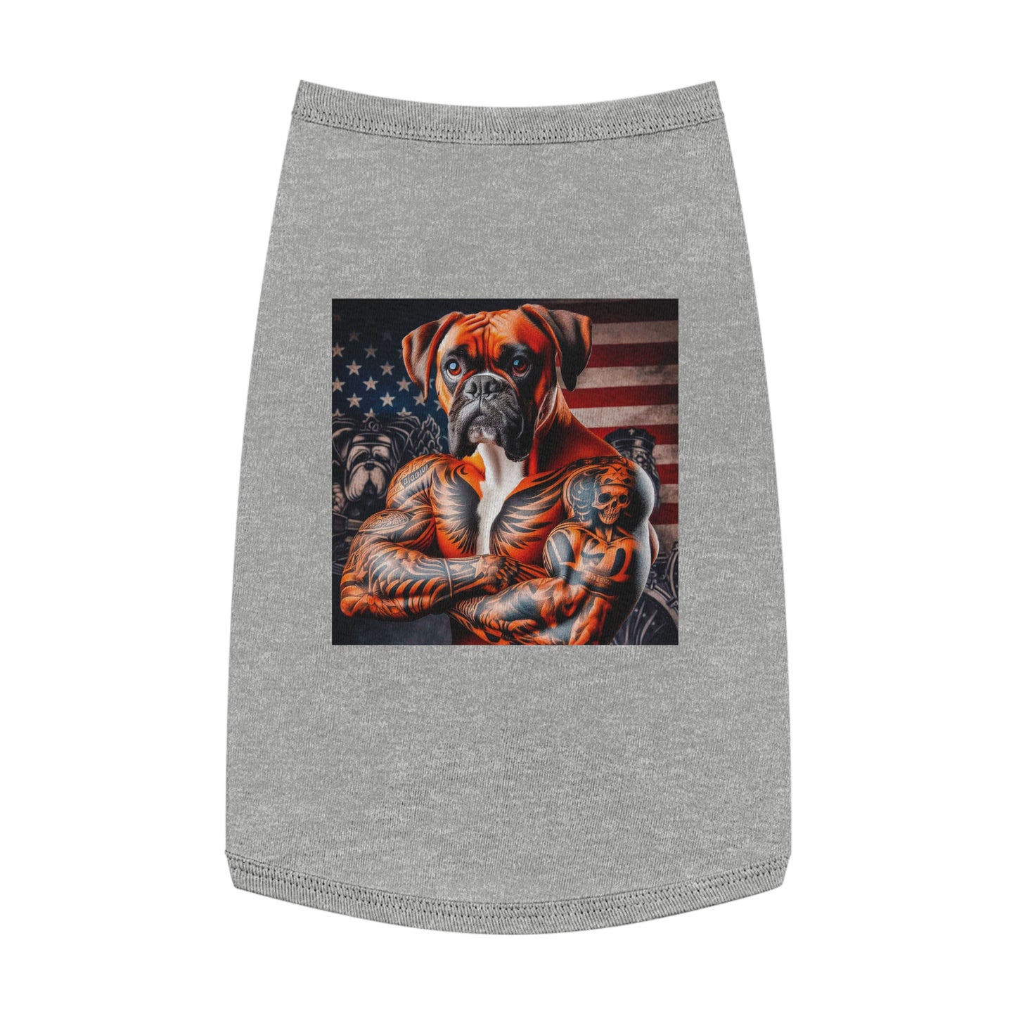 Pet Tank Top Boxer Dog American Flag Pets Printify L Heather