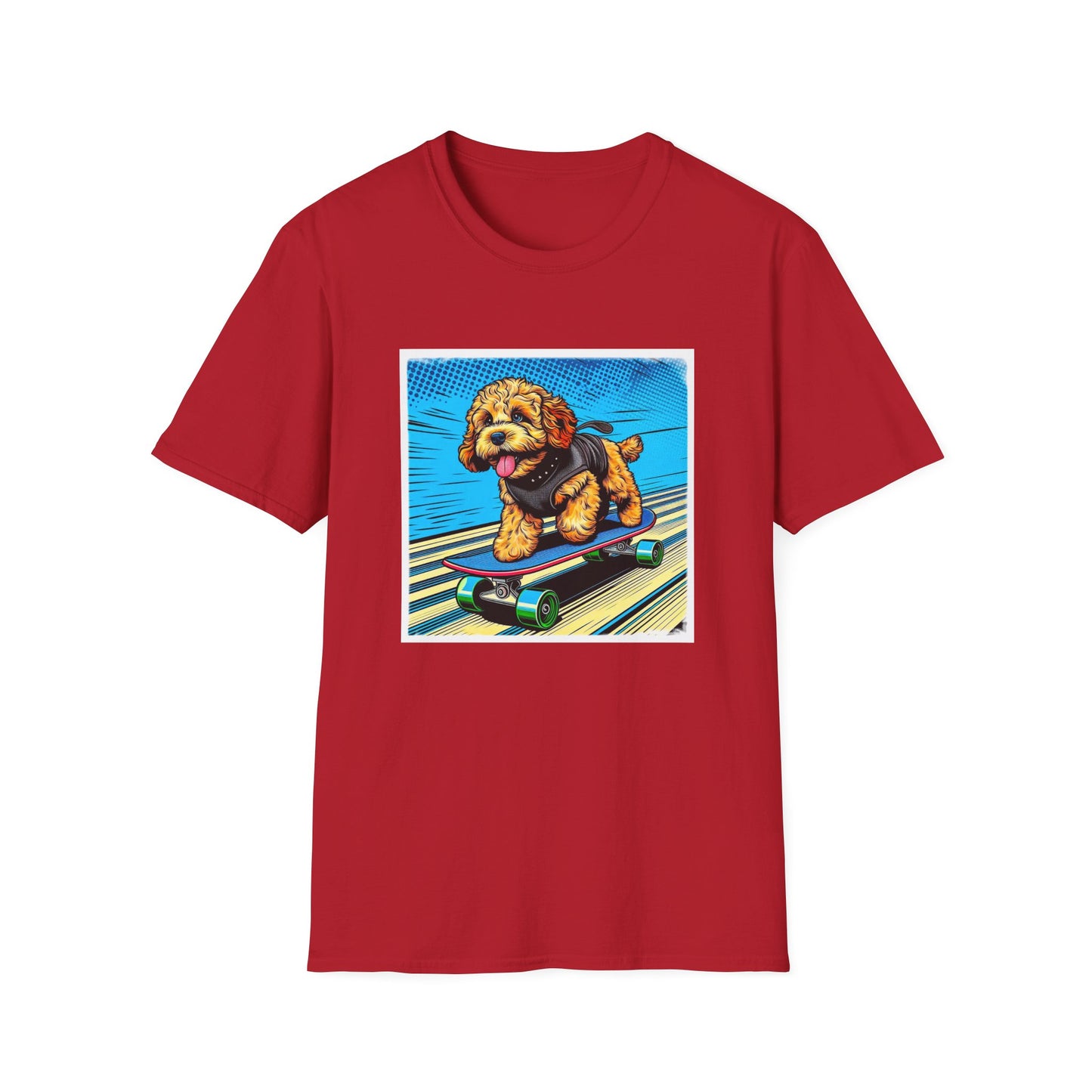 CockerPoo flying high t shirt T-Shirt Printify S Cherry Red