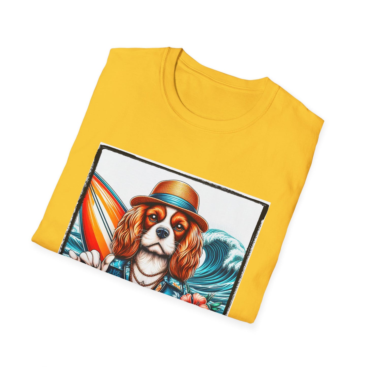 Cavalier King Charles Spaniel Hang Ten Surfer Dog TShirt