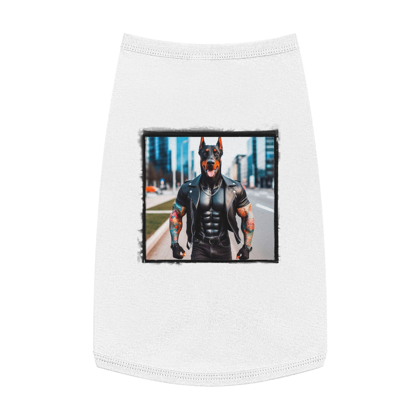 Pet Tank Top Doberman FBI Man t shirt Pets Printify L White