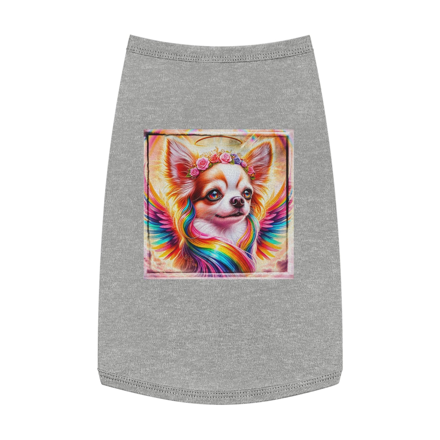 Pet Tank Top Chihuahua flower angel t shirt Pets Printify L Heather