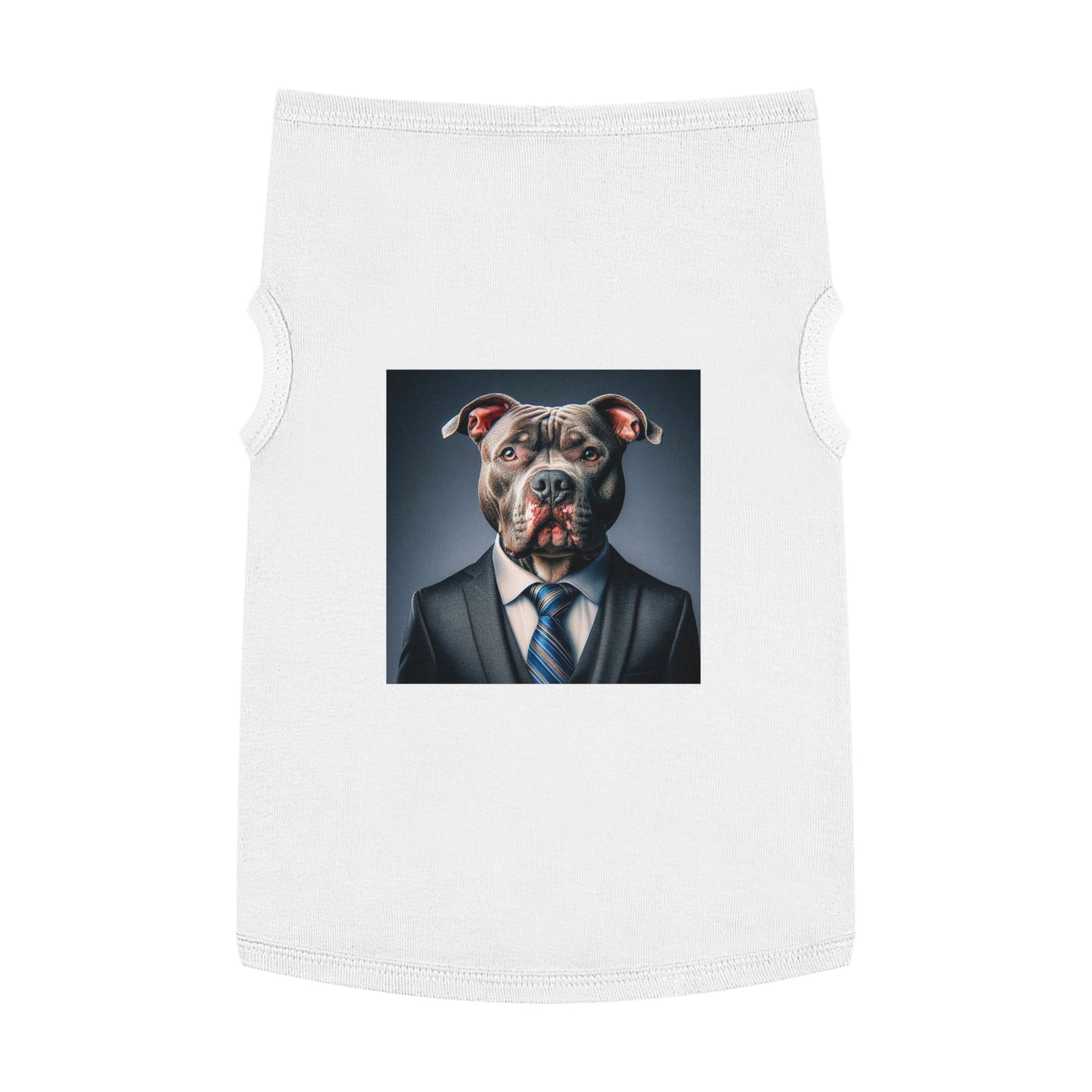 Pet Tank Top Pit Bull serious businessman Pets Printify XL White