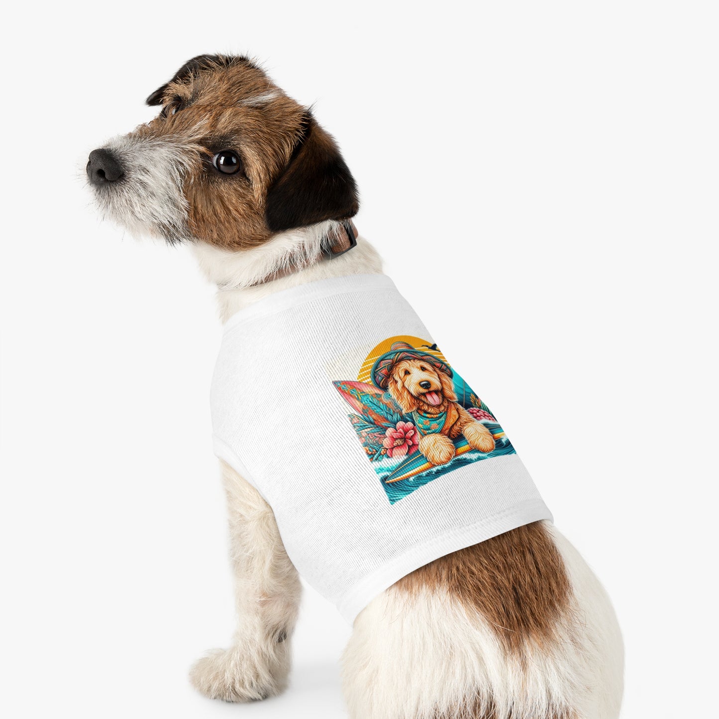 Pet Tank Golden Doodle pretty with flowers shirt Pets Printify