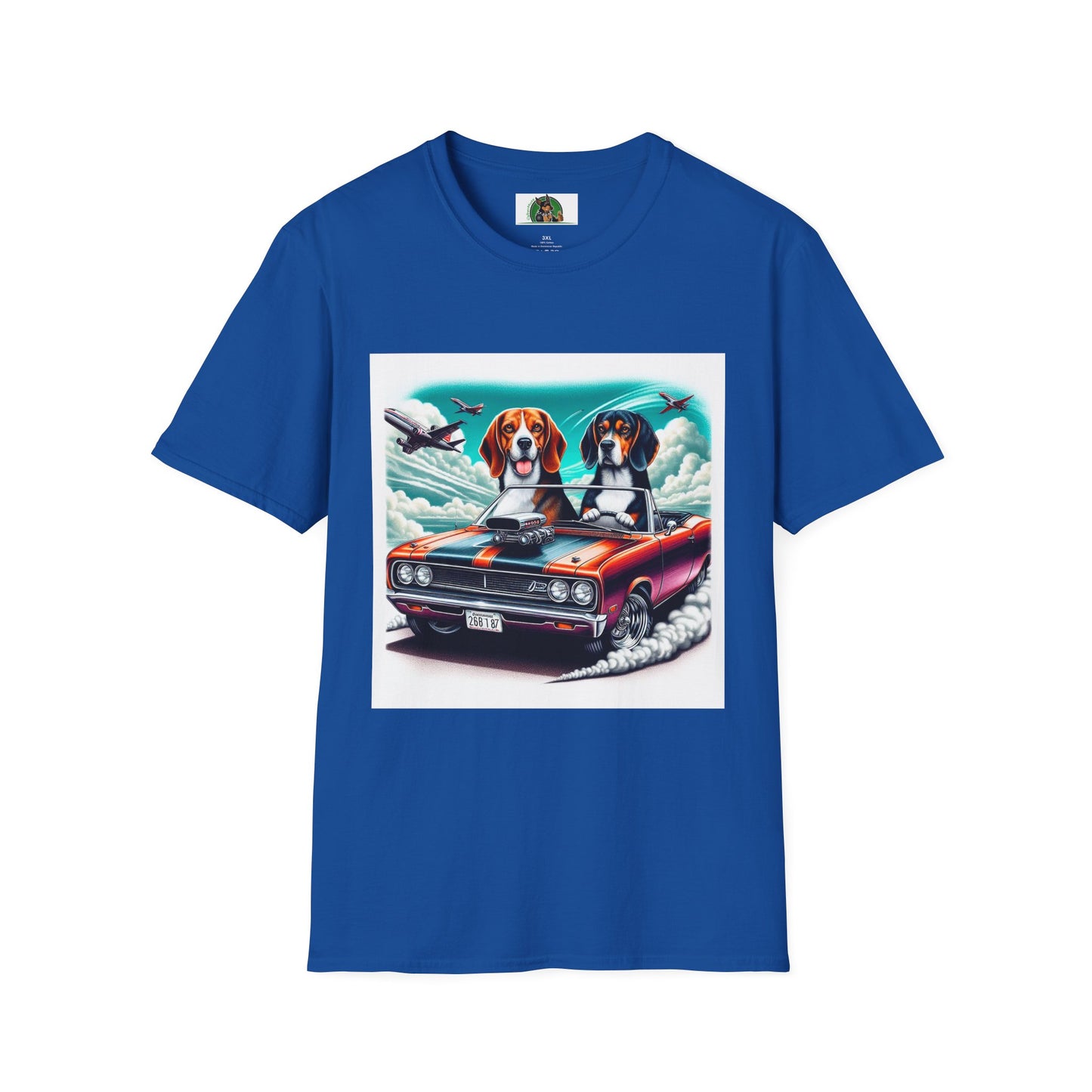 Beagle Dogs Softstyle T-Shirt - Wacky Sports Car Design T-Shirt Printify XS Royal