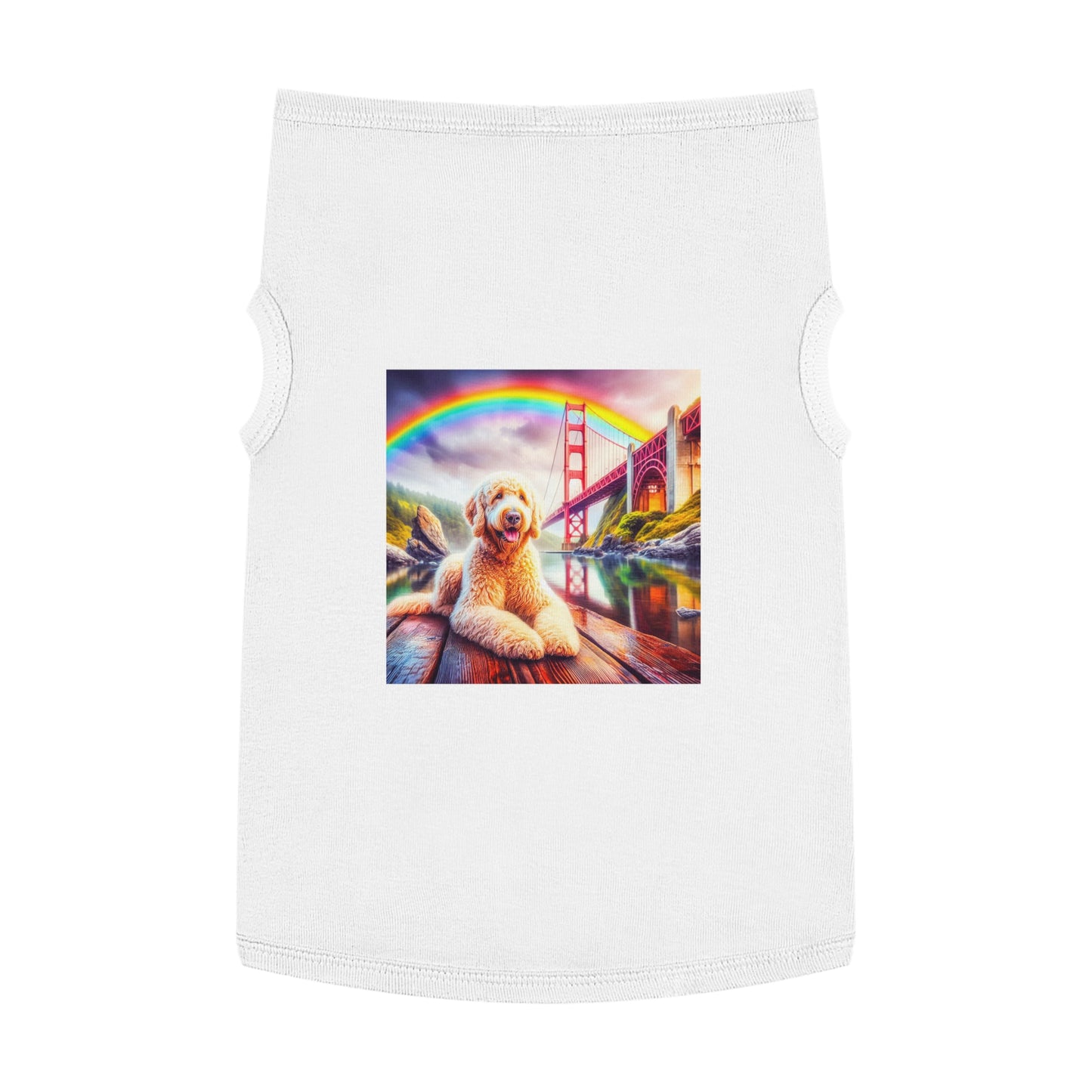 Pet Tank Golden Doodle pretty rainbow shirt Pets Printify XL White