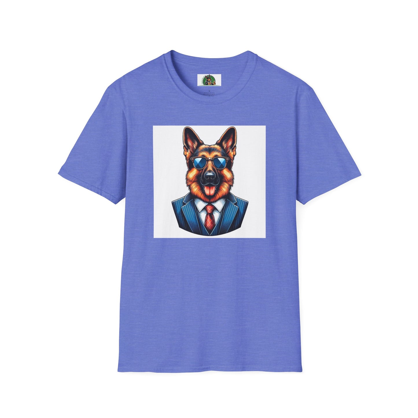 German Shepherd suit and tie T-Shirt Printify Heather Royal S