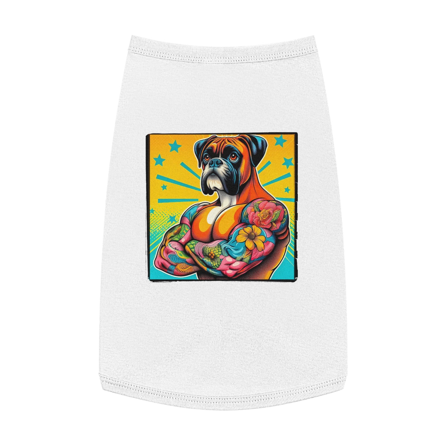 Pet Tank Top Boxer Tattooed Dog Pets Printify L White