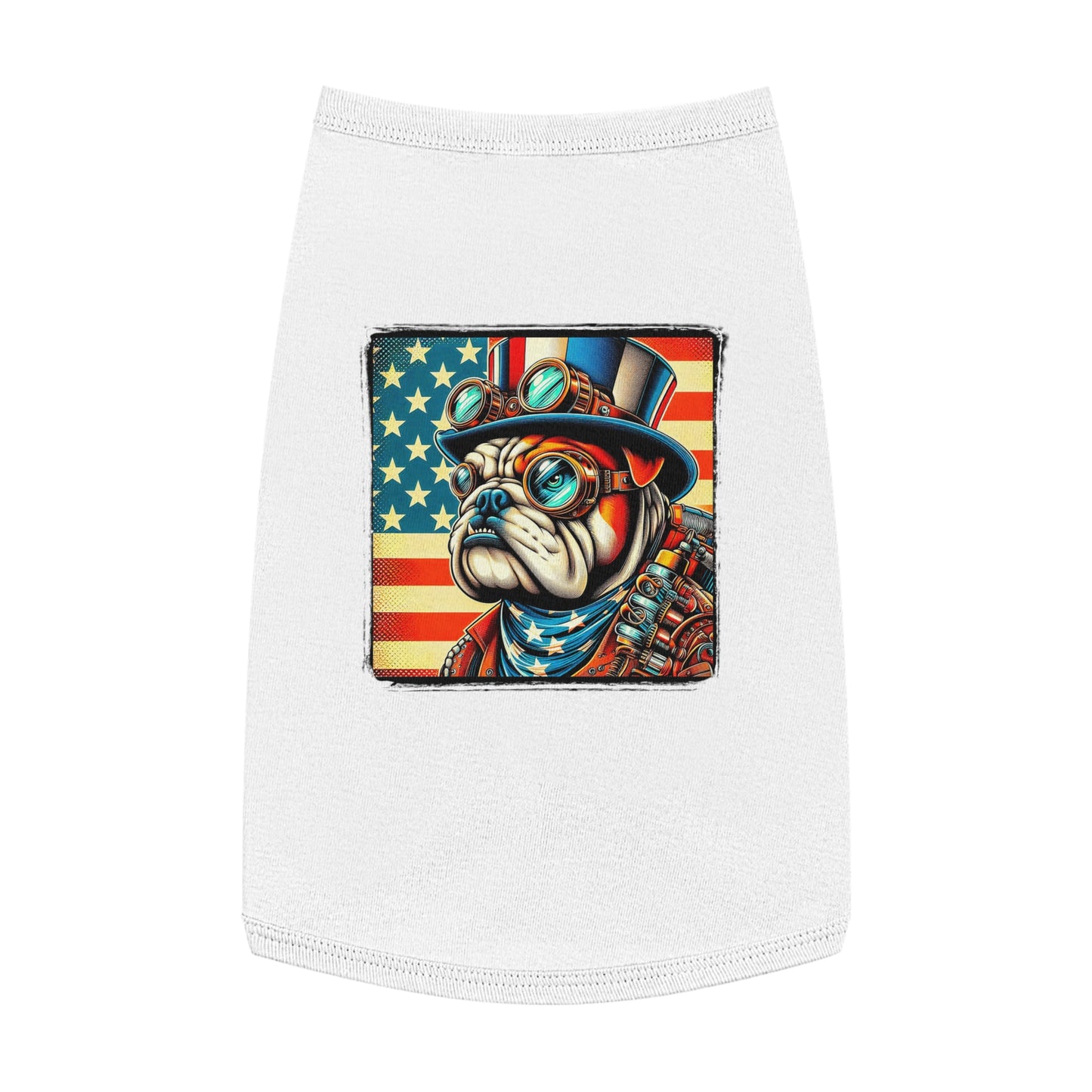 Pet Tank Top Bulldog American steampunk Pets Printify L White