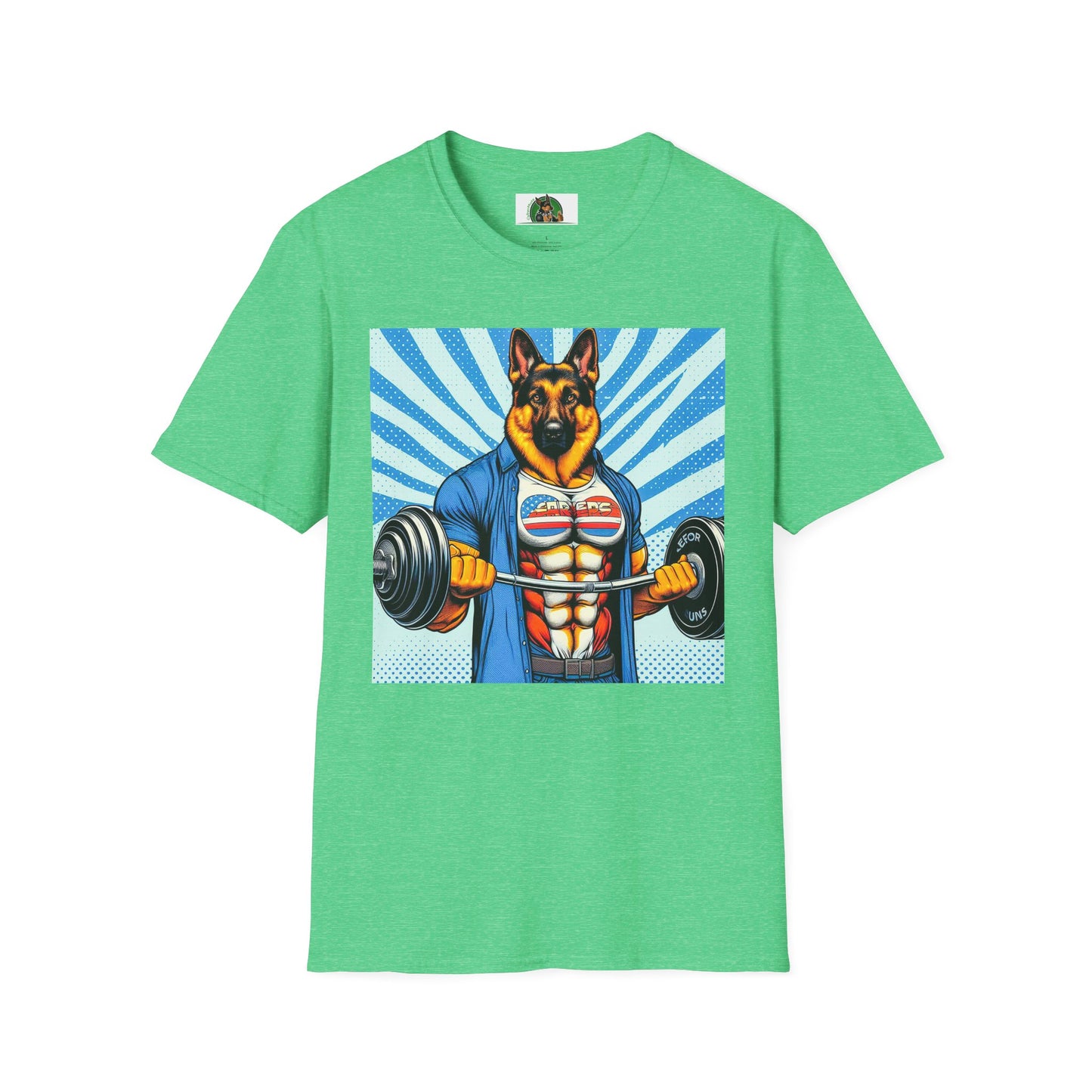 German Shepherd working out shirt T-Shirt Printify Heather Irish Green S